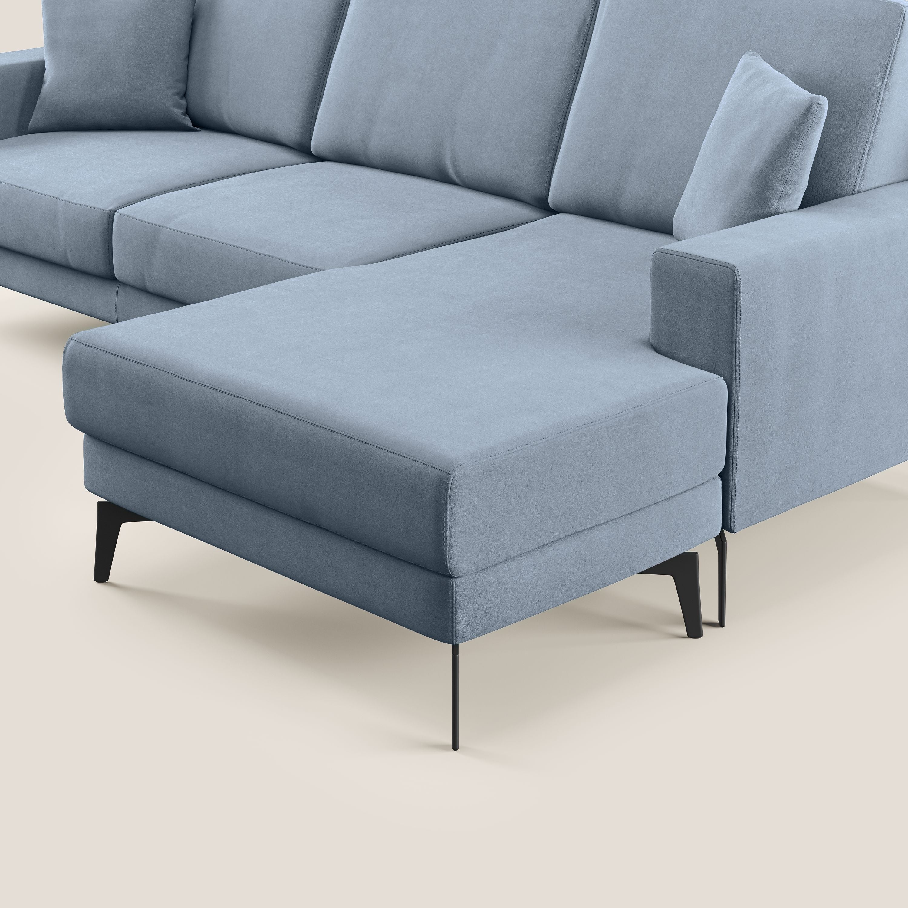 Prestige divano angolare reversibile in microfibra smacchiabile T11 carta da zucchero - divani.store