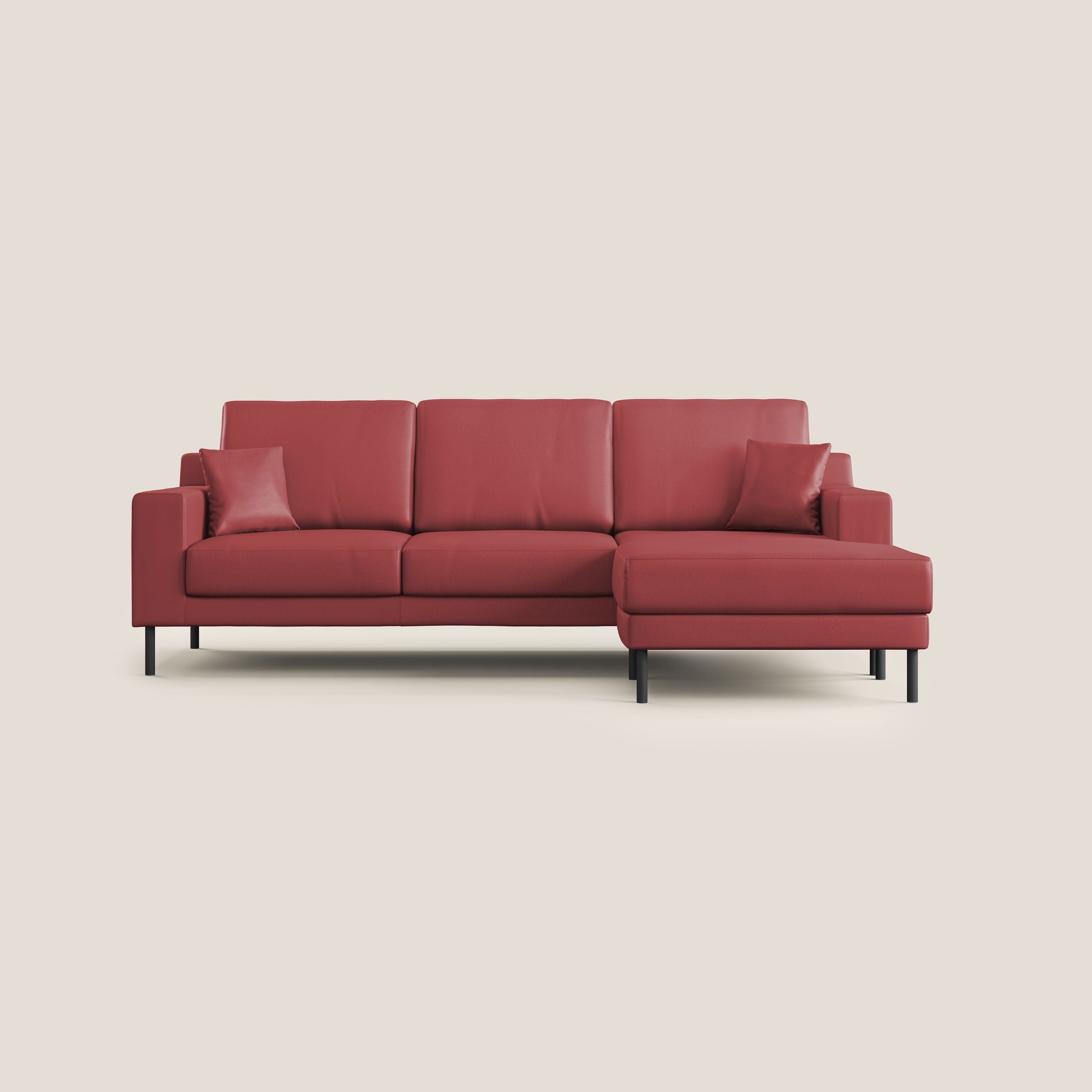 Uranio divano angolare moderno REVERSIBILE in Ecopelle impermeabile T04 rosso - divani.store