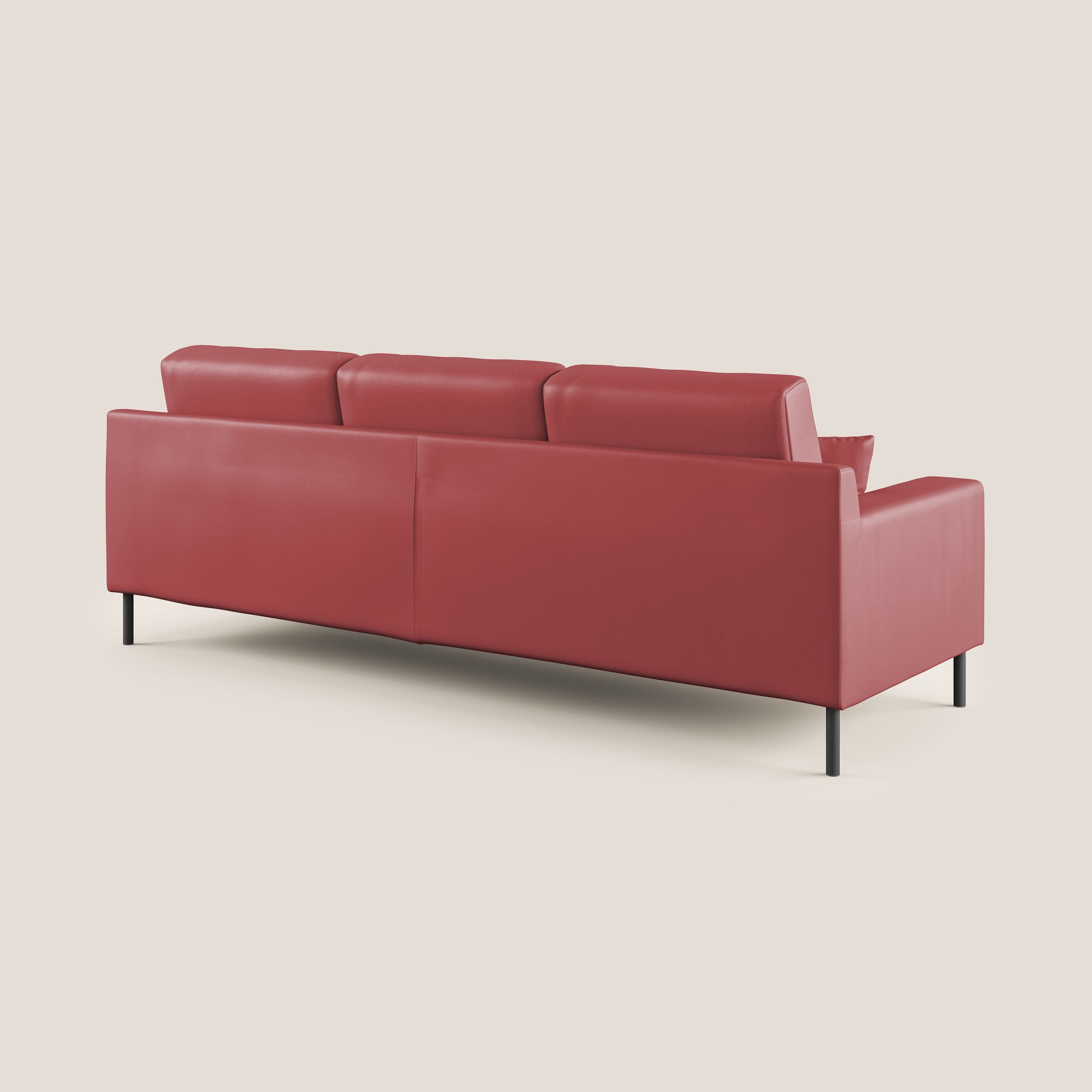 Uranio divano angolare moderno REVERSIBILE in Ecopelle impermeabile T04 rosso - divani.store