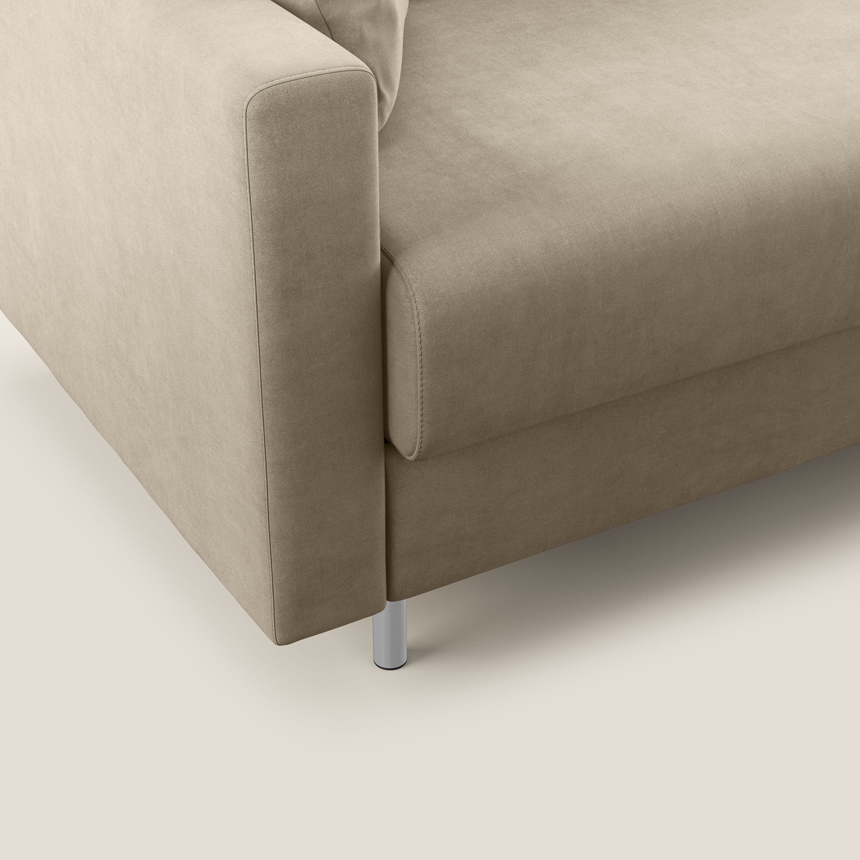 Megan divano letto angolare in microfibra smacchiabile T11 tortora - divani.store