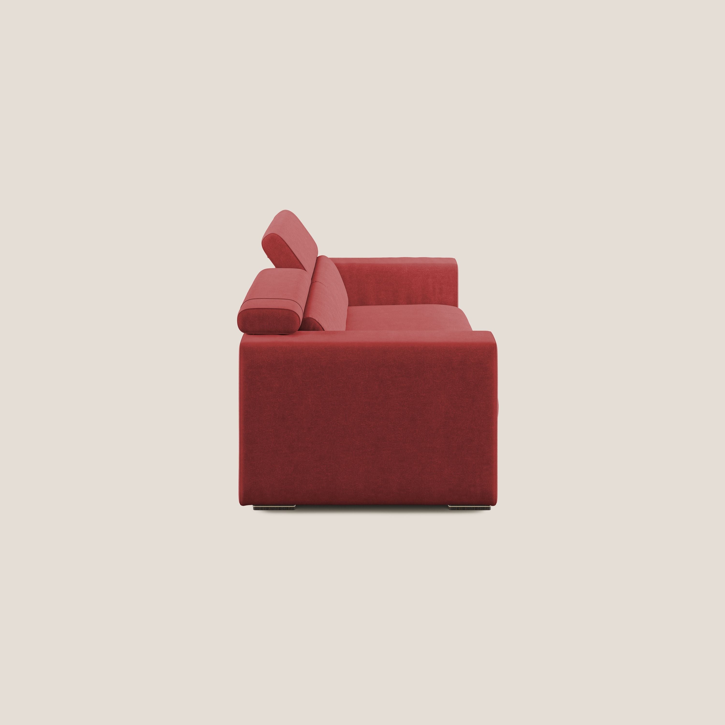 Vegas divano con poggiatesta reclinabili in microfibra smacchiabile T11 rosso - divani.store