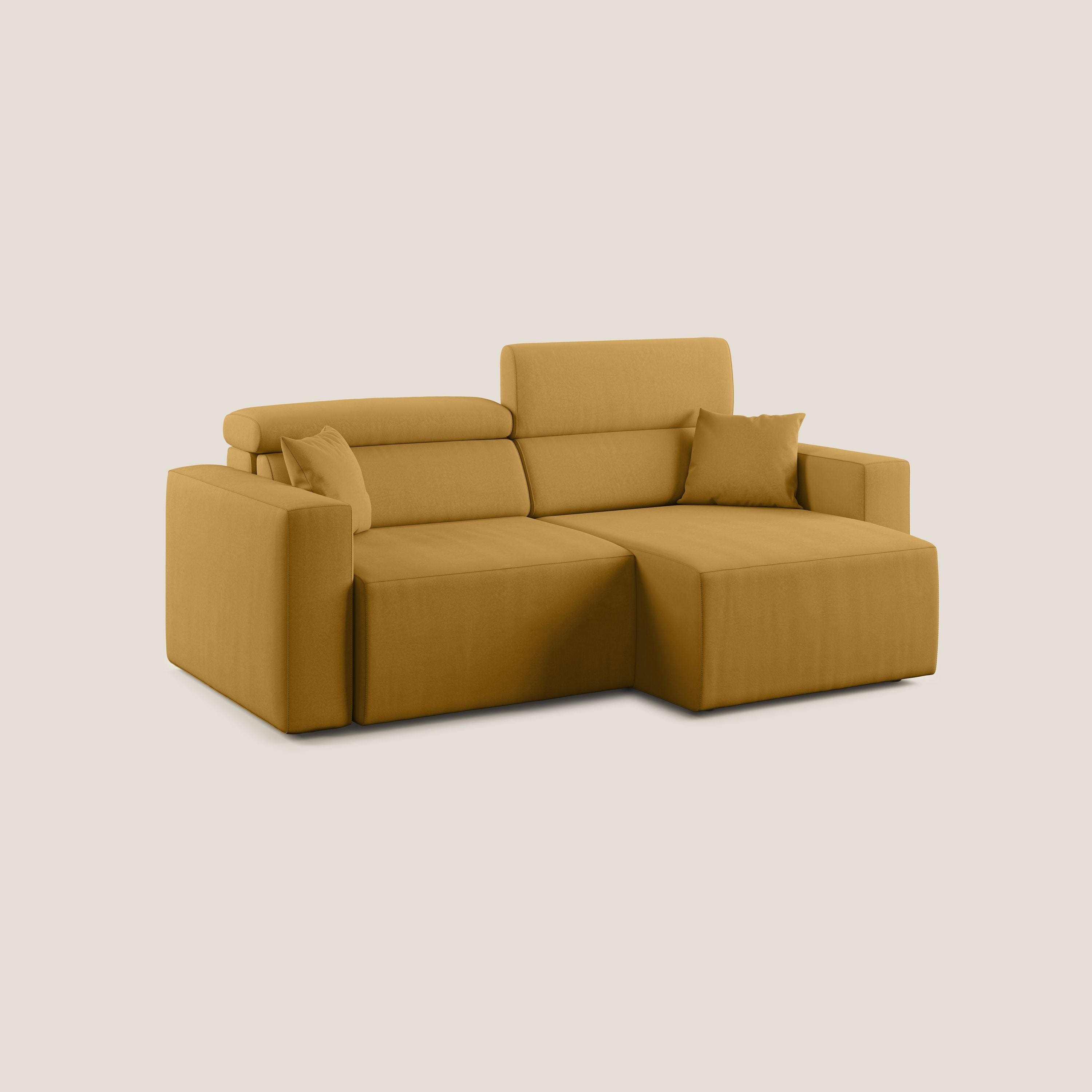 Orwell divano con seduta estraibile in microfibra smacchiabile T11 giallo - divani.store
