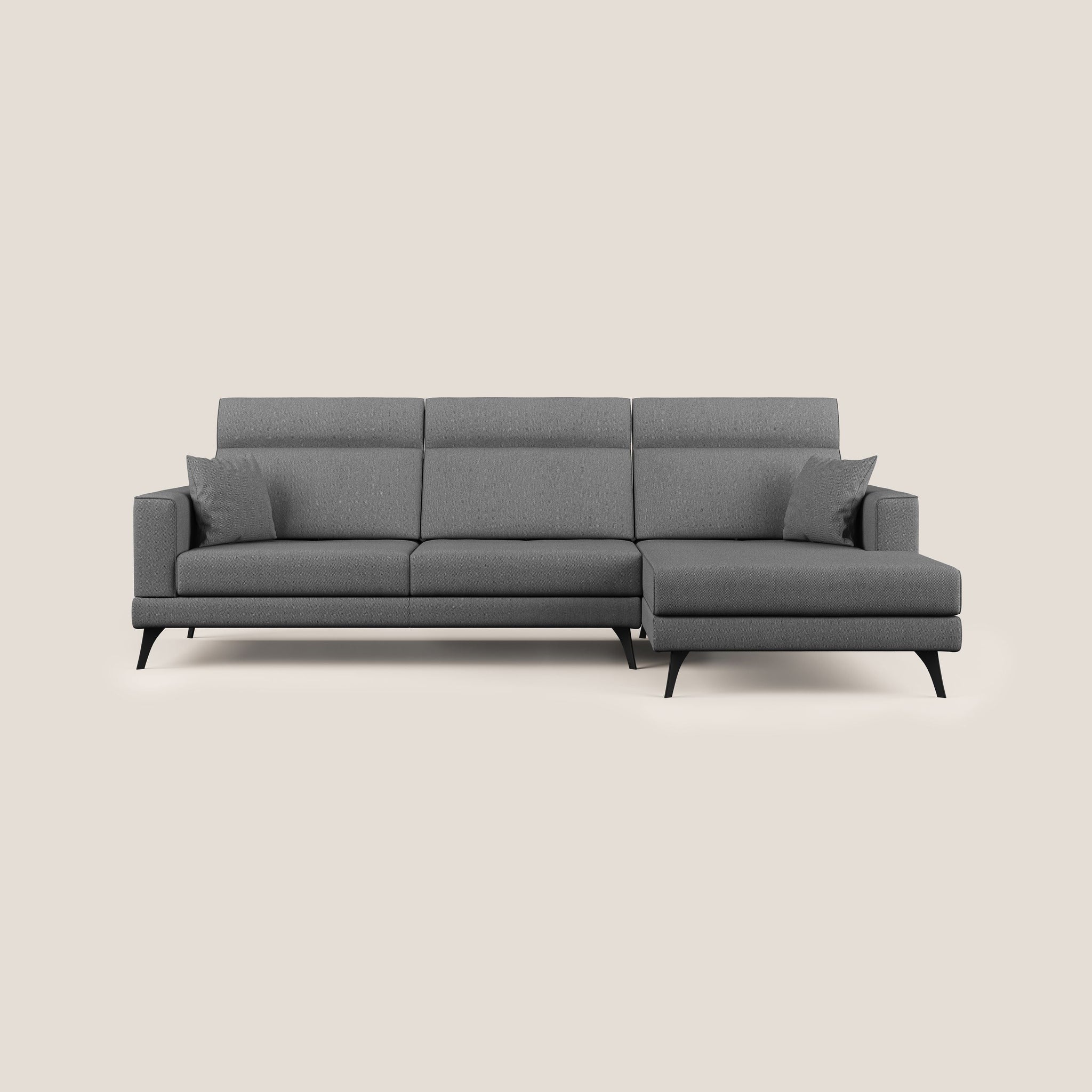Divano Letto Angolare Reversibile Amalfi Con 5 Poggiatesta Regolabili E Pouf Indipendente In Tessuto Giulia 9712 Grigio Chiaro 8052597944382