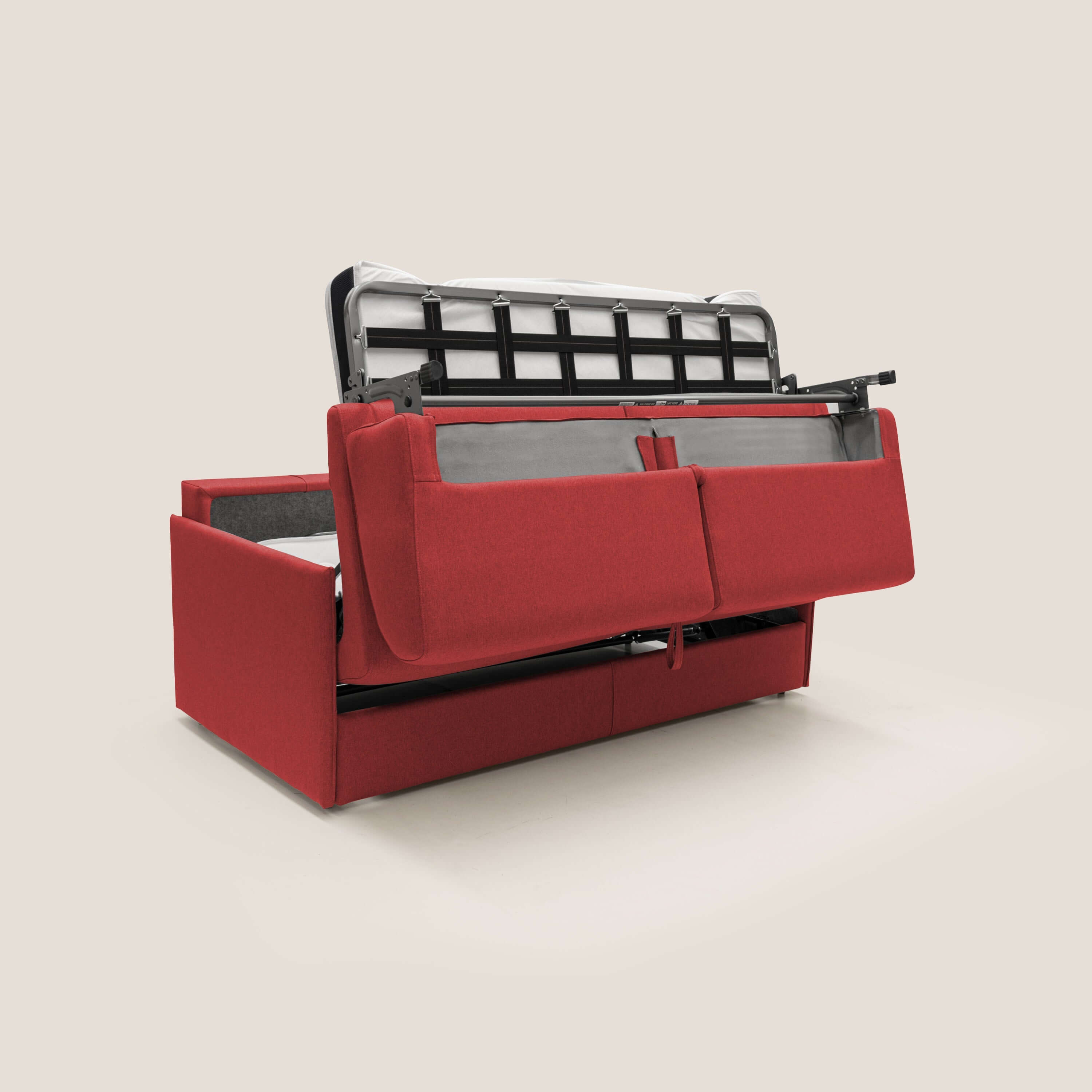 Evans Divano letto matrimoniale in tessuto impermeabile T13 rosso - divani.store