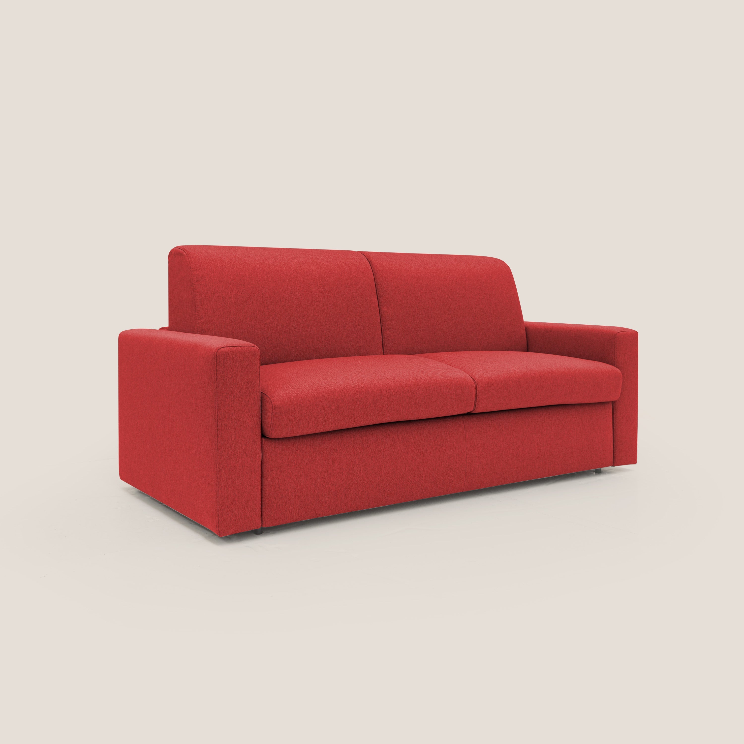 Kansas Divano letto matrimoniale alto 20 cm in tessuto impermeabile misto cotone T13 rosso - divani.store