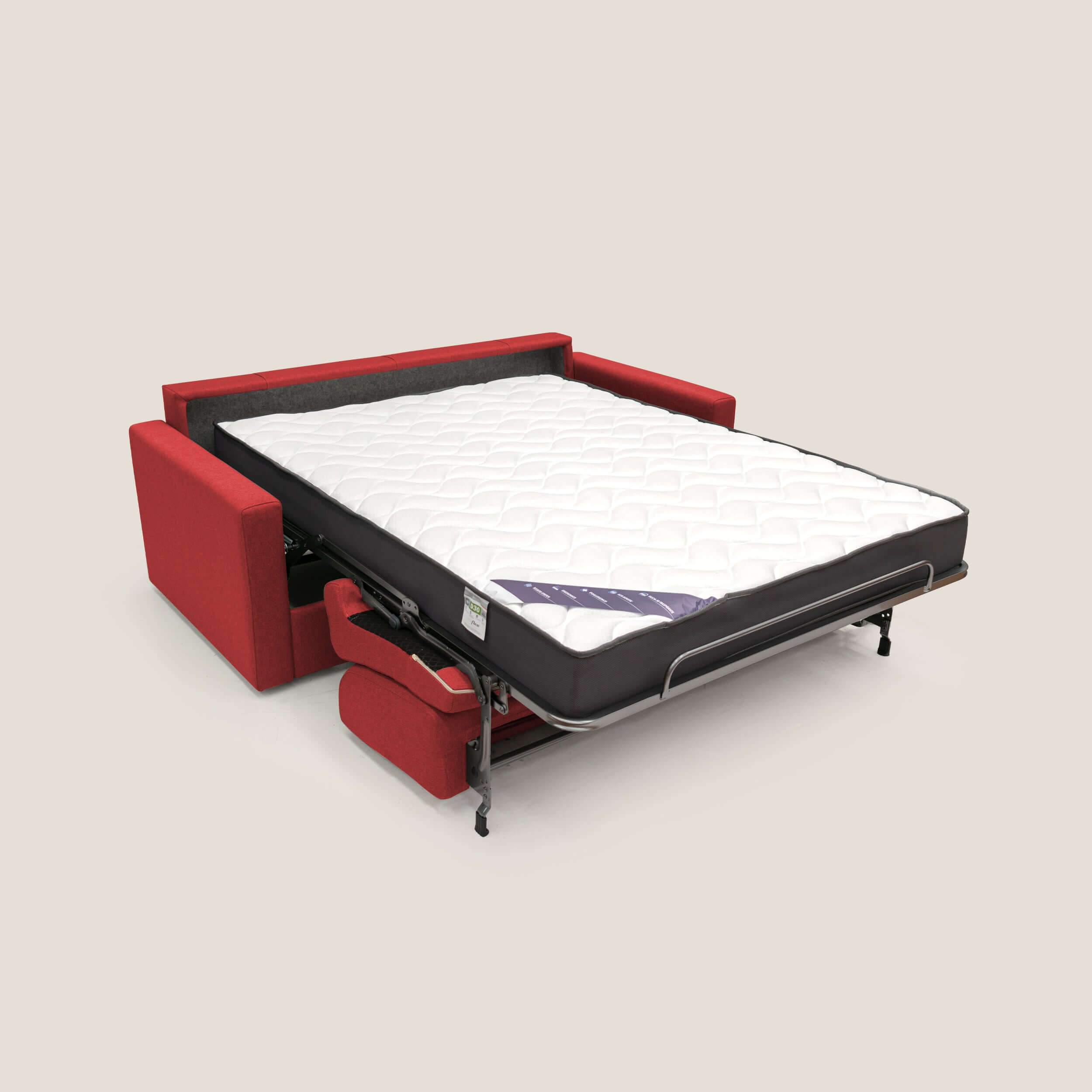 Chris Divano letto matrimoniale in tessuto impermeabile T13 rosso - divani.store