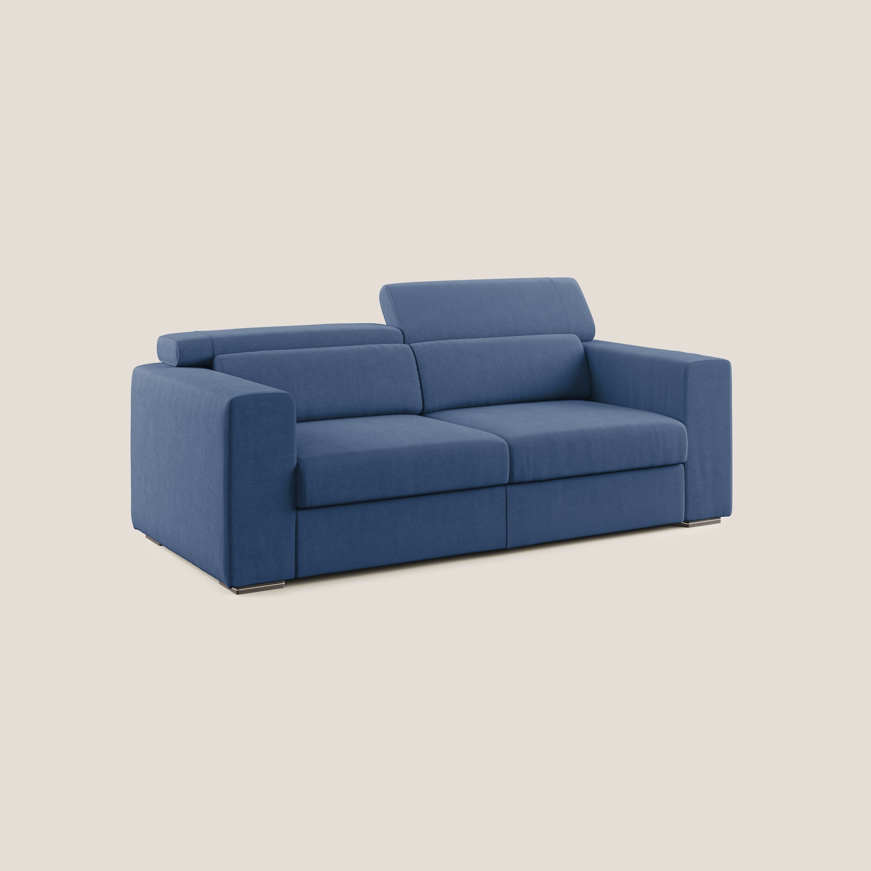 Vegas divano con poggiatesta reclinabili in microfibra smacchiabile T11 blu - divani.store