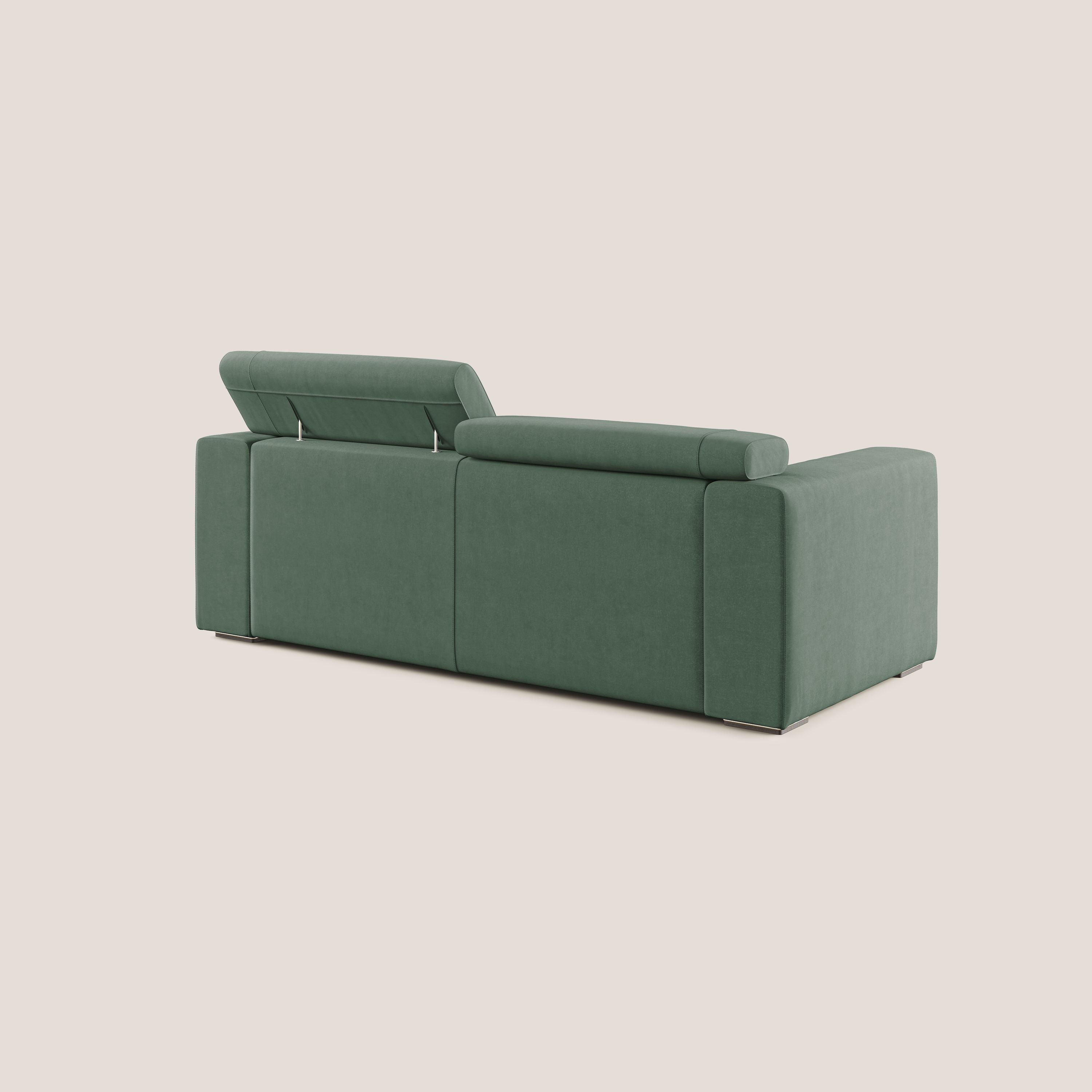 Vegas divano con poggiatesta reclinabili in microfibra smacchiabile T11 verde - divani.store