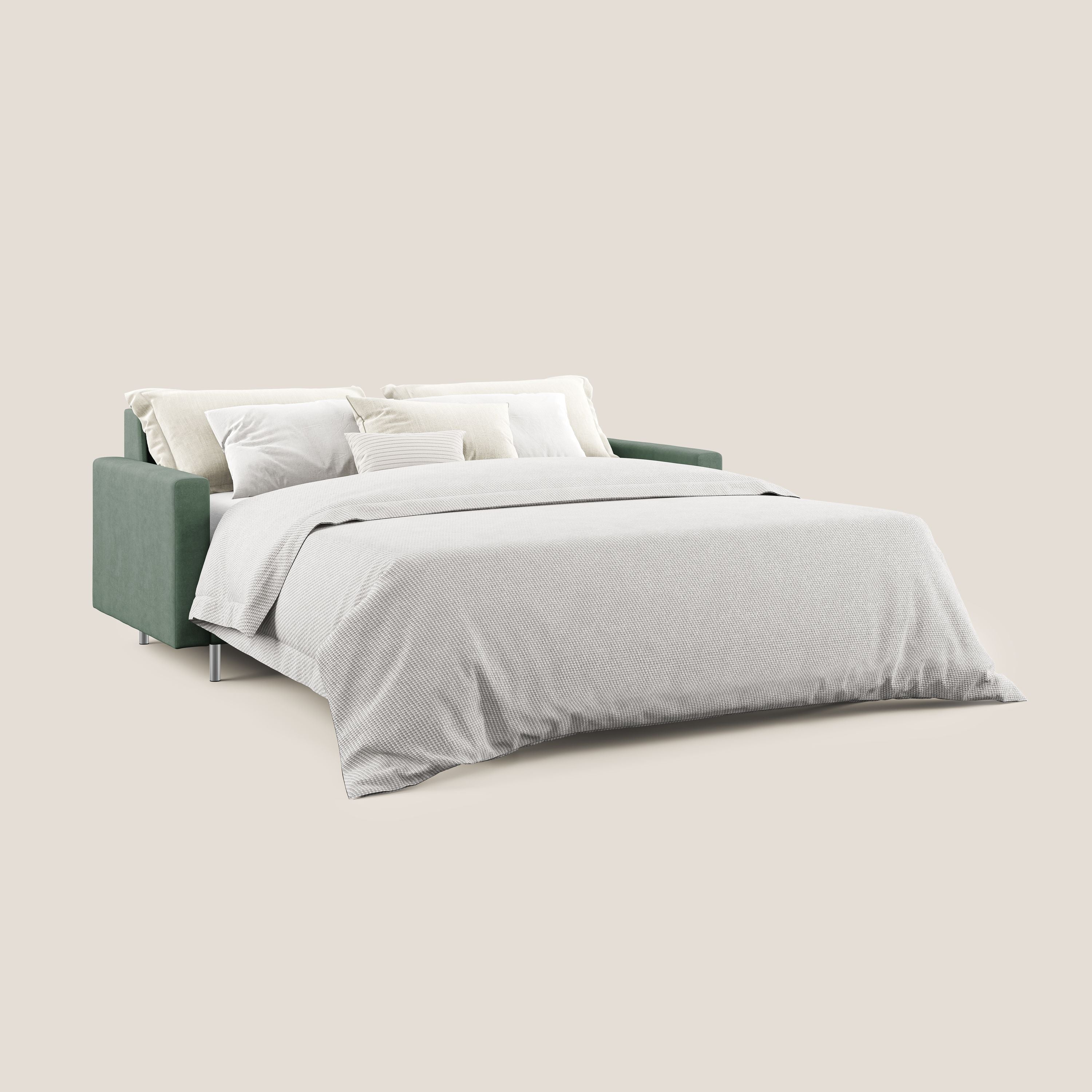 Megan divano letto matrimoniale in microfibra smacchiabile T11 verde - divani.store