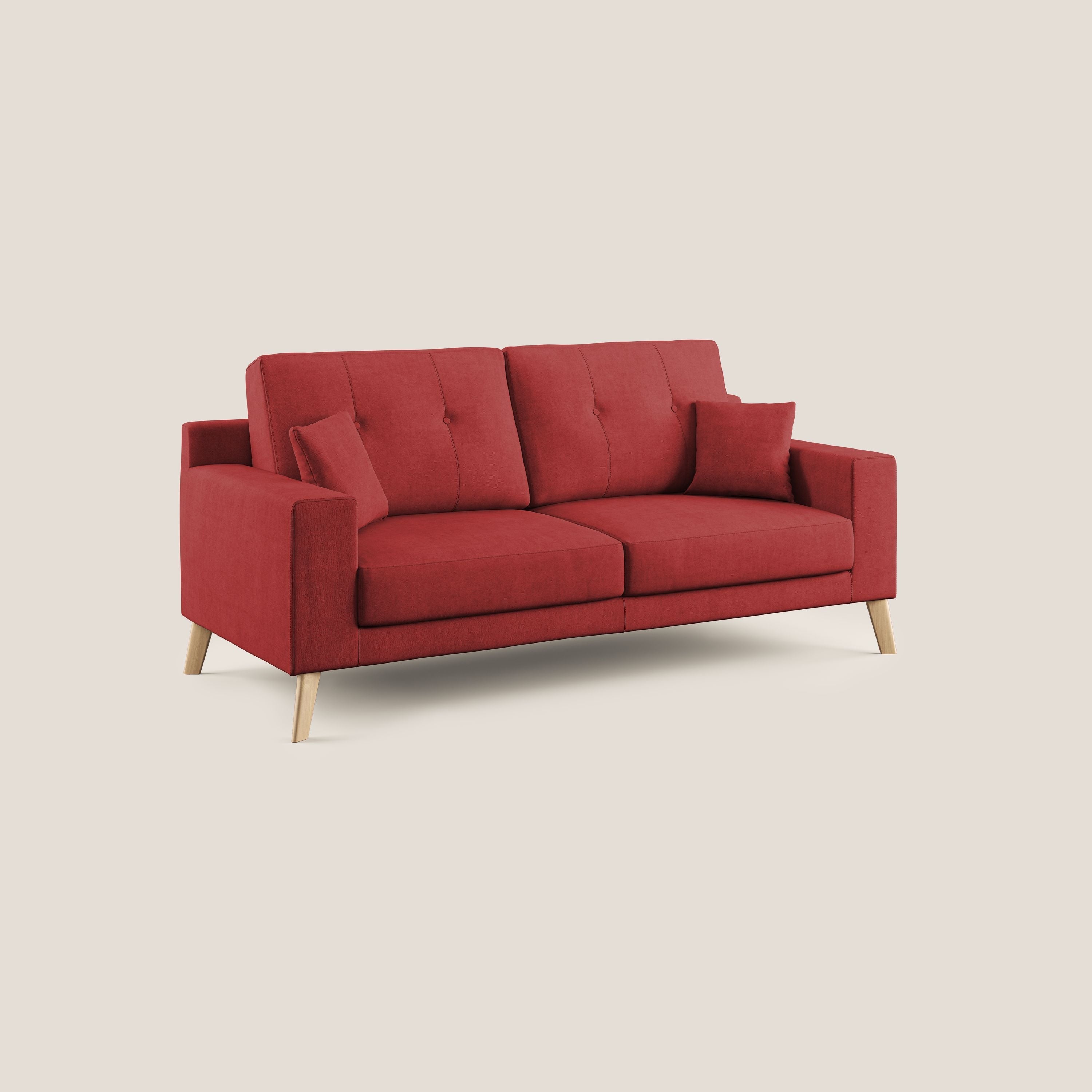 Danish divano moderno in tessuto morbido impermeabile T02 rosso - divani.store