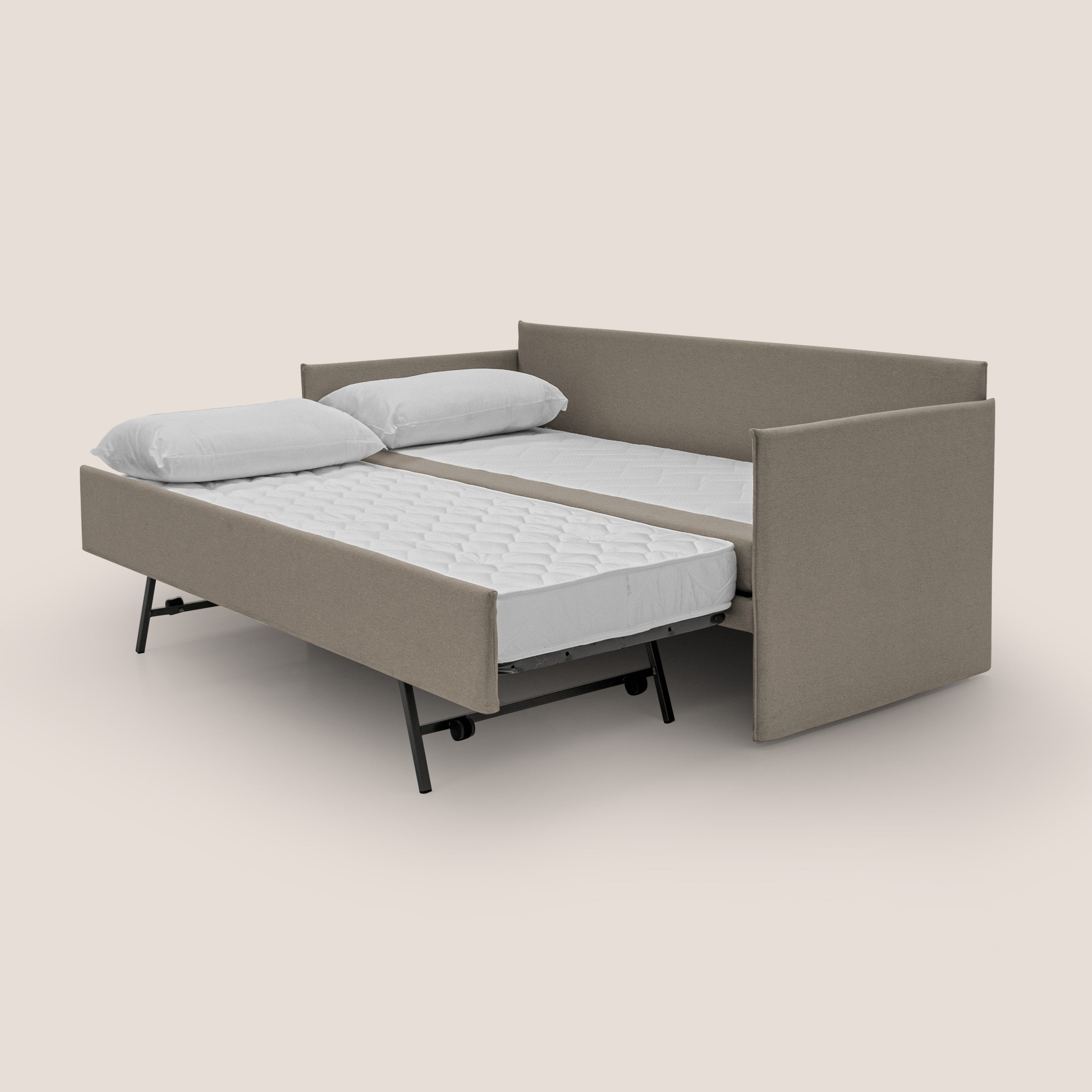 Tortona Divano duplex con doppio letto in tessuto simil cotone impermeabile T13 tortora - divani.store
