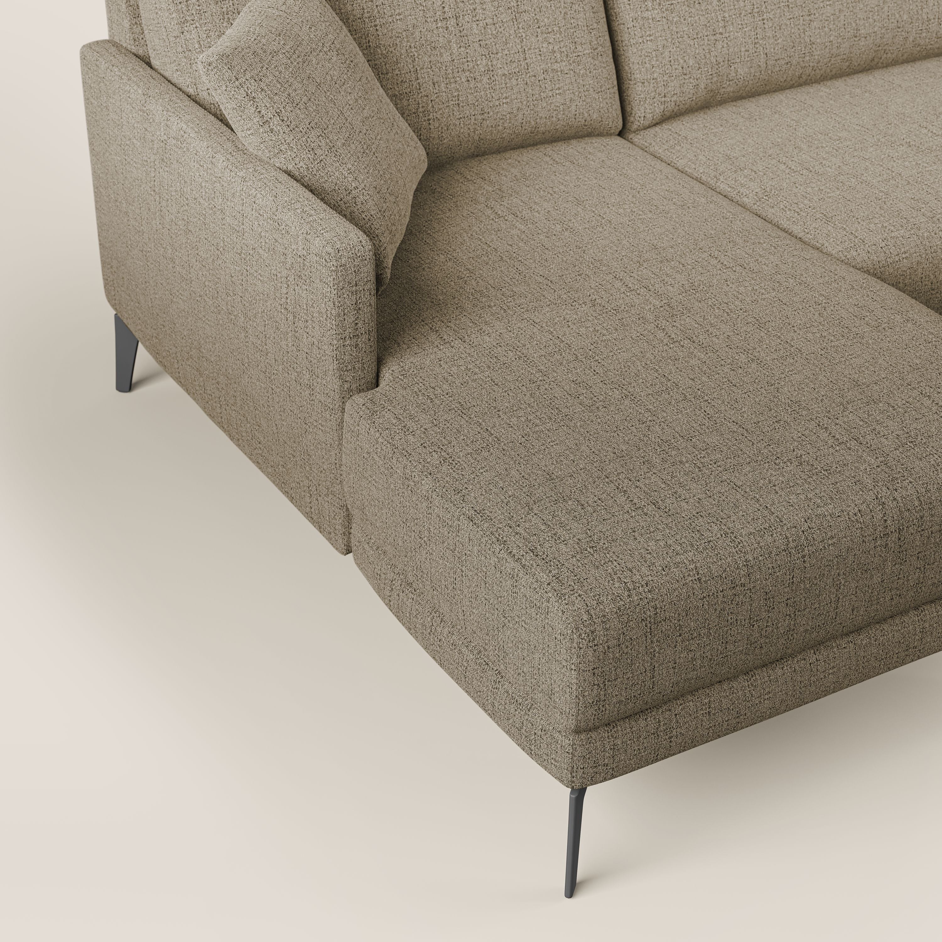 Saturno divano panoramico moderno in tessuto morbido impermeabile T03 marrone - divani.store