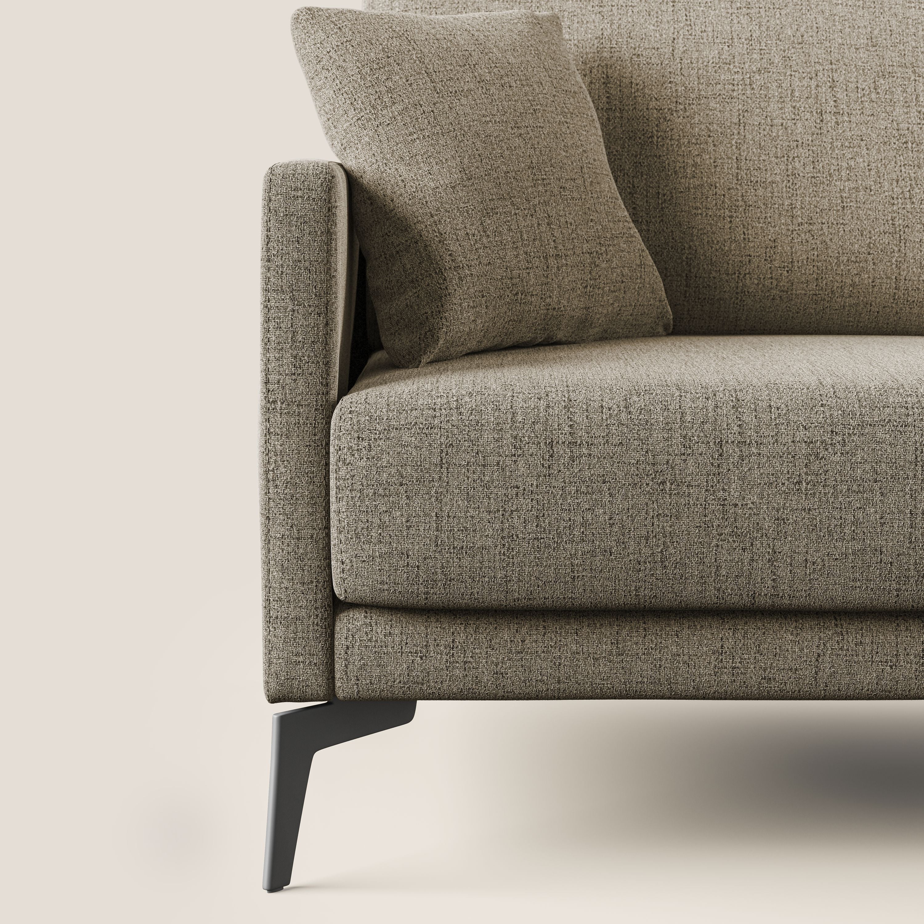 Saturno divano angolare moderno in tessuto morbido impermeabile T03 marrone - divani.store