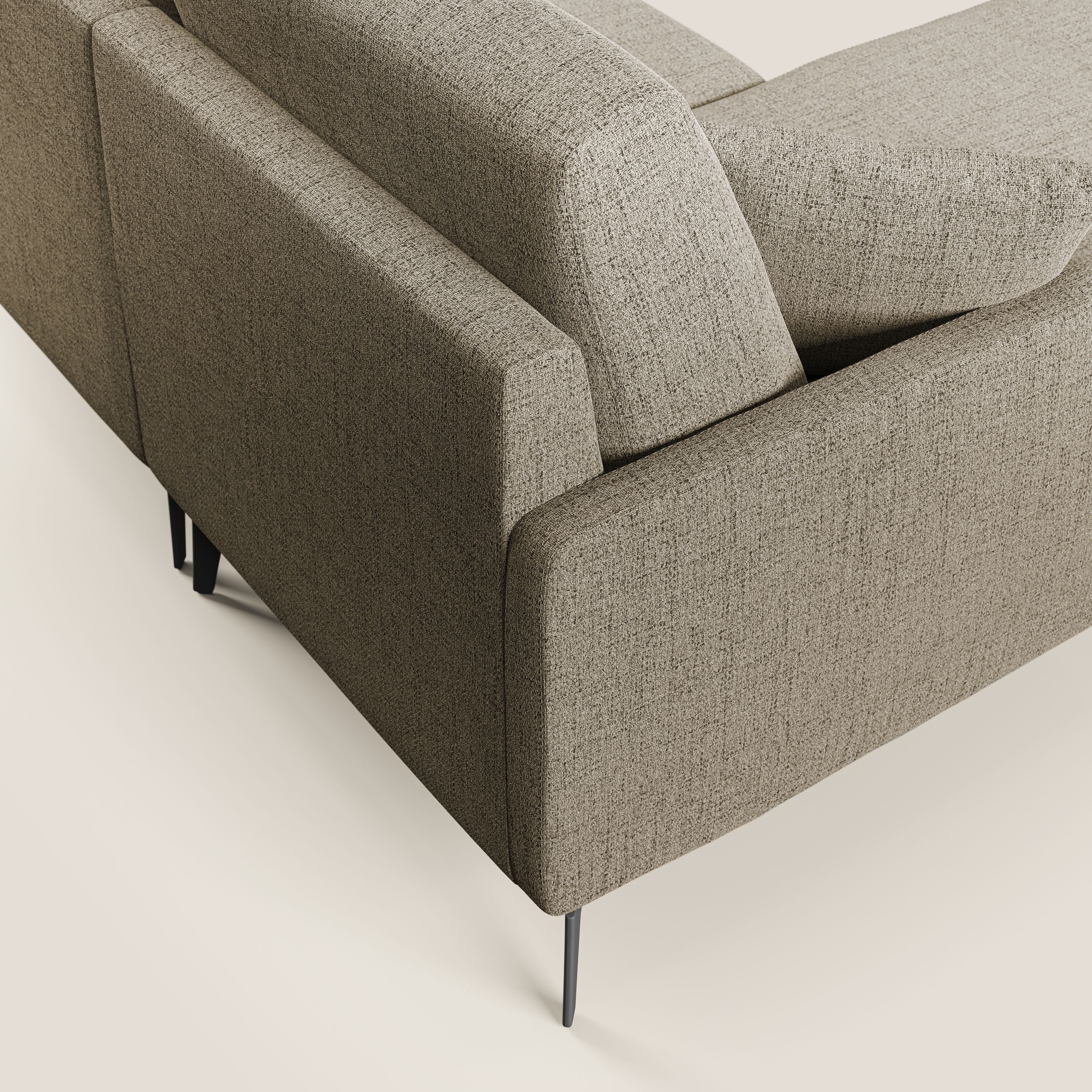 Saturno divano panoramico moderno in tessuto morbido impermeabile T03 marrone - divani.store