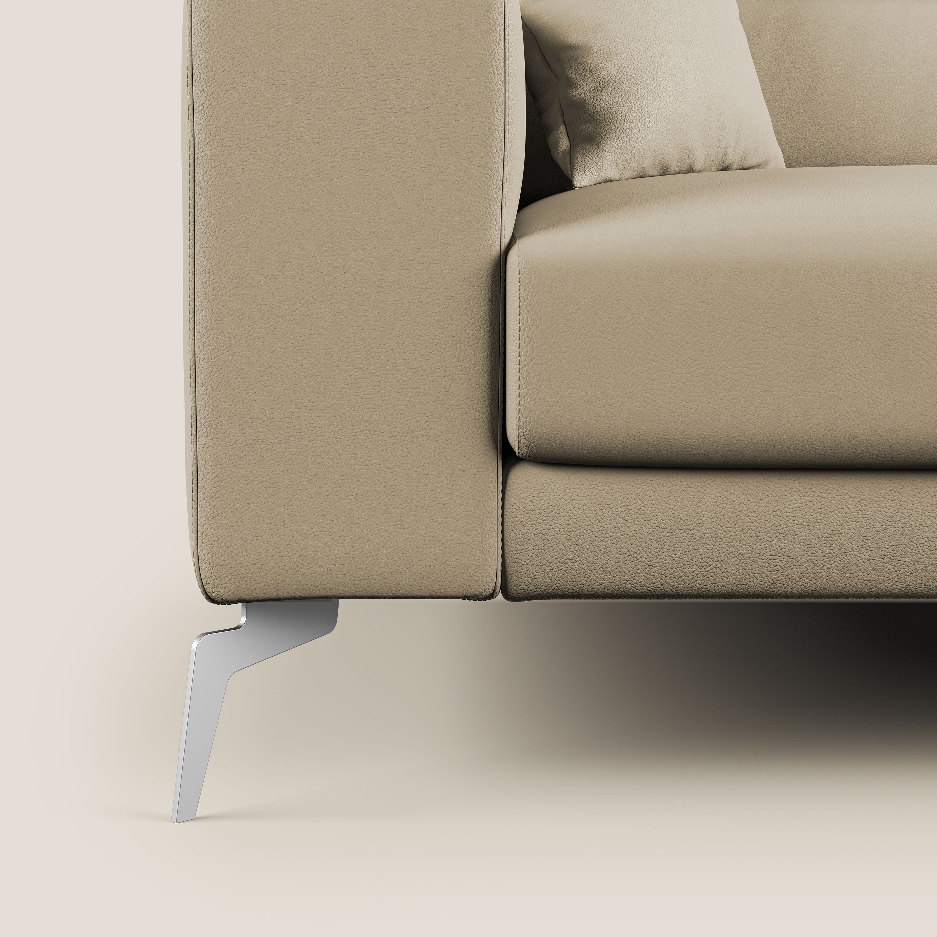 Blade Divano moderno con poggiatesta reclinabili in Ecopelle T04 beige - divani.store