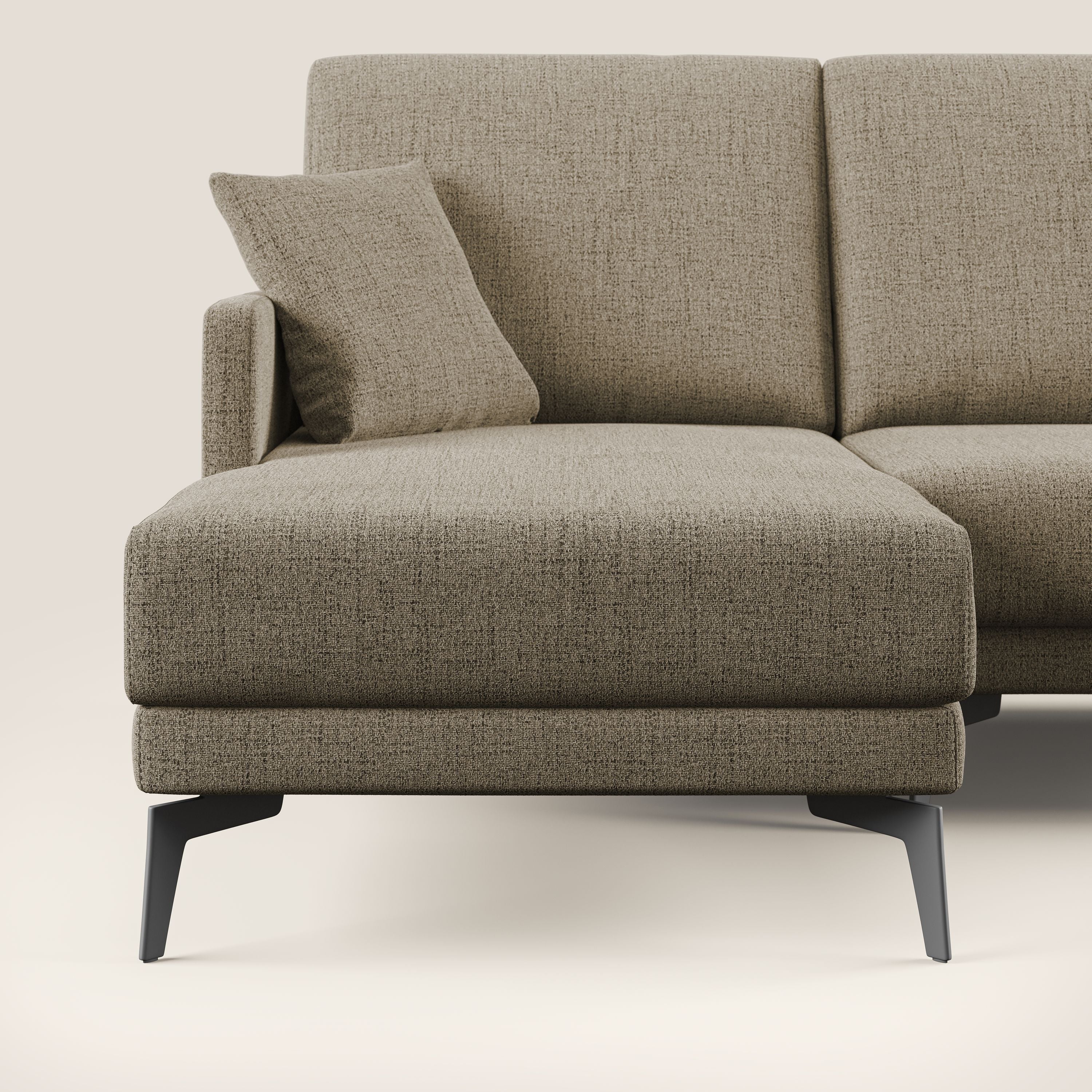 Saturno divano panoramico moderno in tessuto morbido impermeabile T03 marrone - divani.store