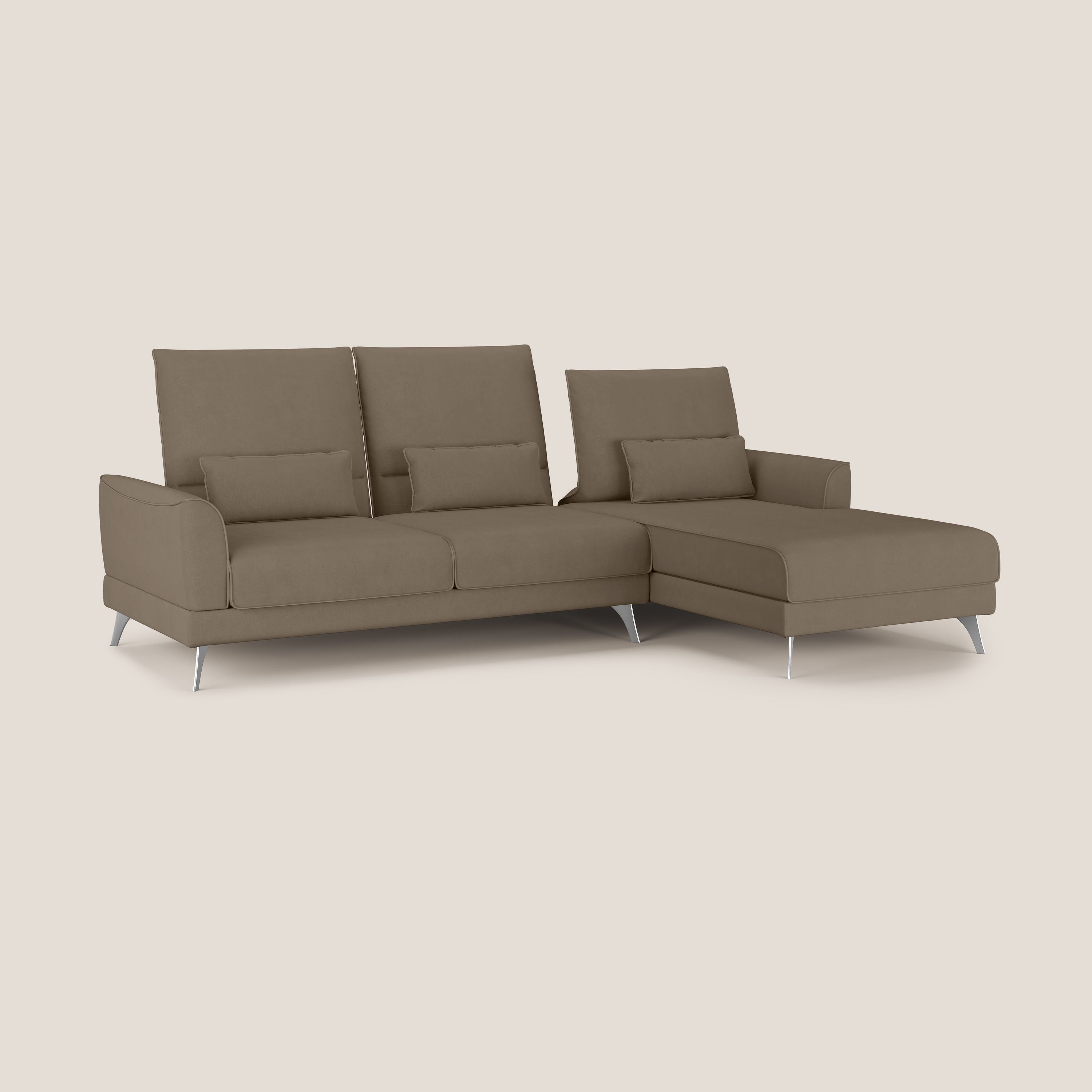 Tommy Divano angolare con relax e schienali traslanti in microfibra smacchiabile T11 marrone - divani.store