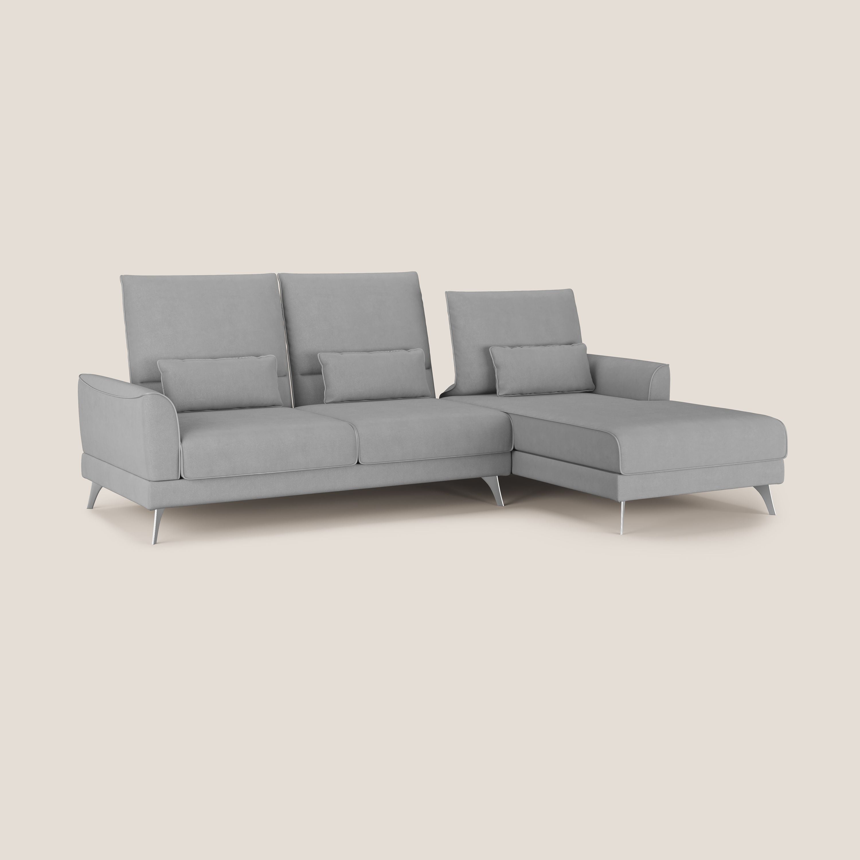 Tommy Divano angolare con relax e schienali traslanti in microfibra smacchiabile T11 grigio - divani.store