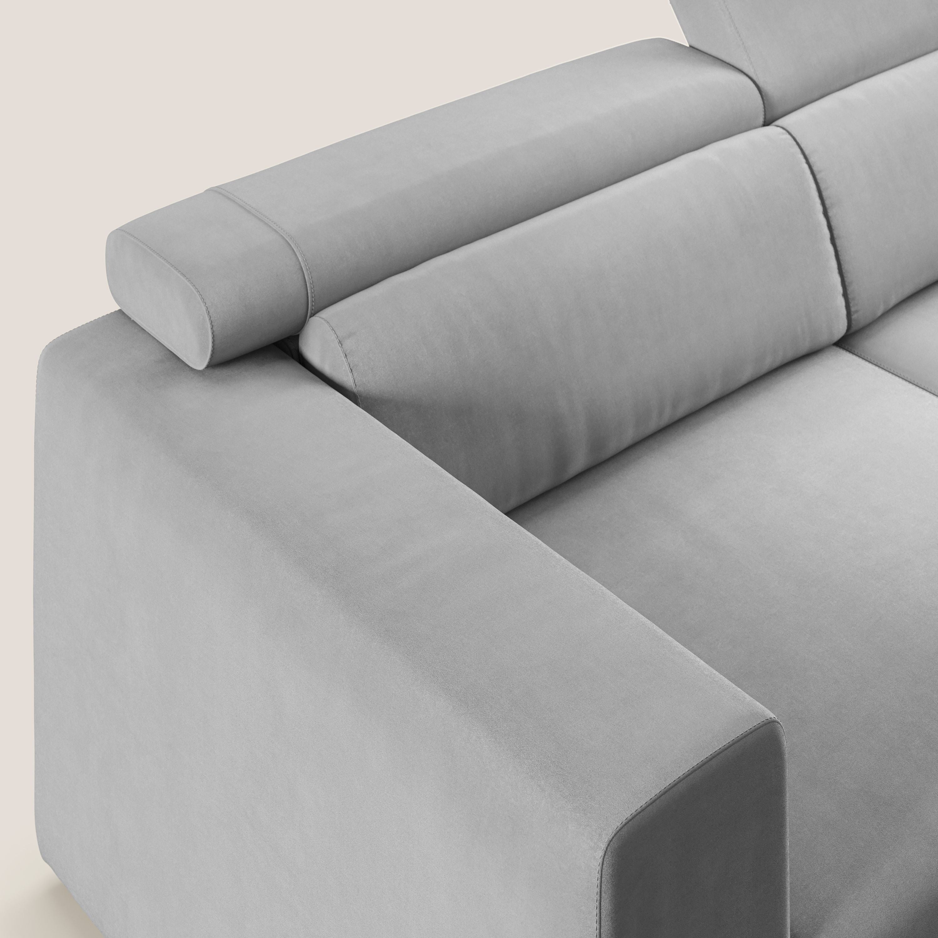 Vegas divano con poggiatesta reclinabili in microfibra smacchiabile T11 grigio - divani.store