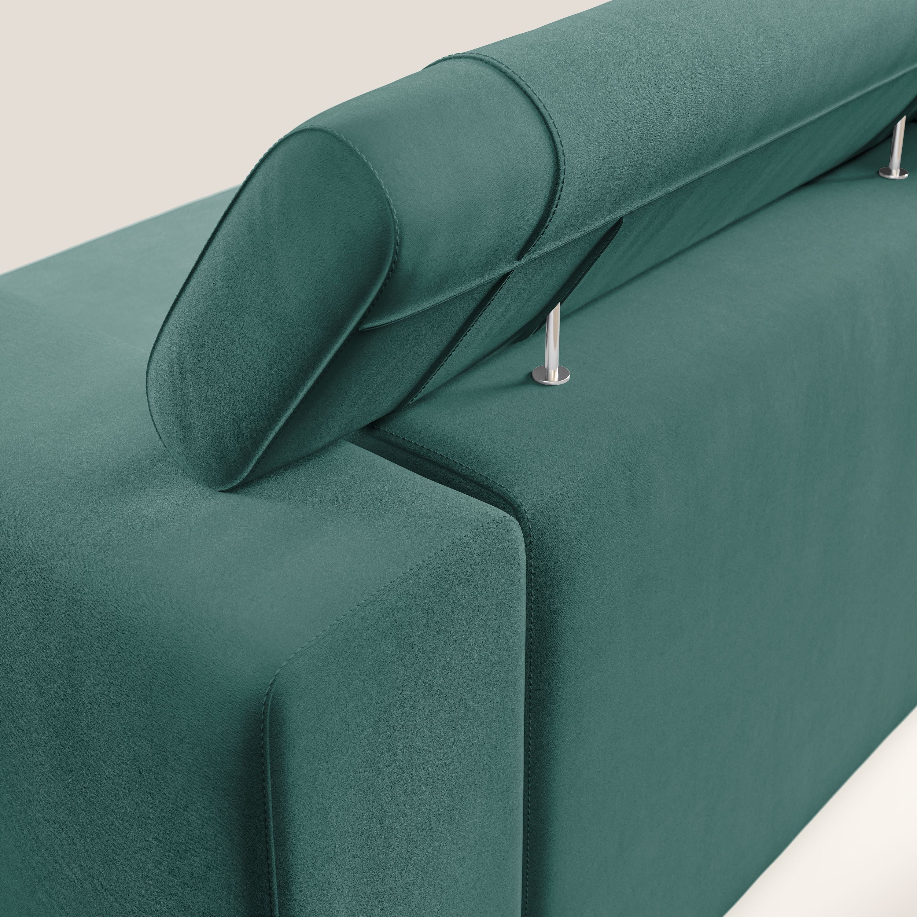 Vegas divano con poggiatesta reclinabili in microfibra smacchiabile T11 petrolio - divani.store