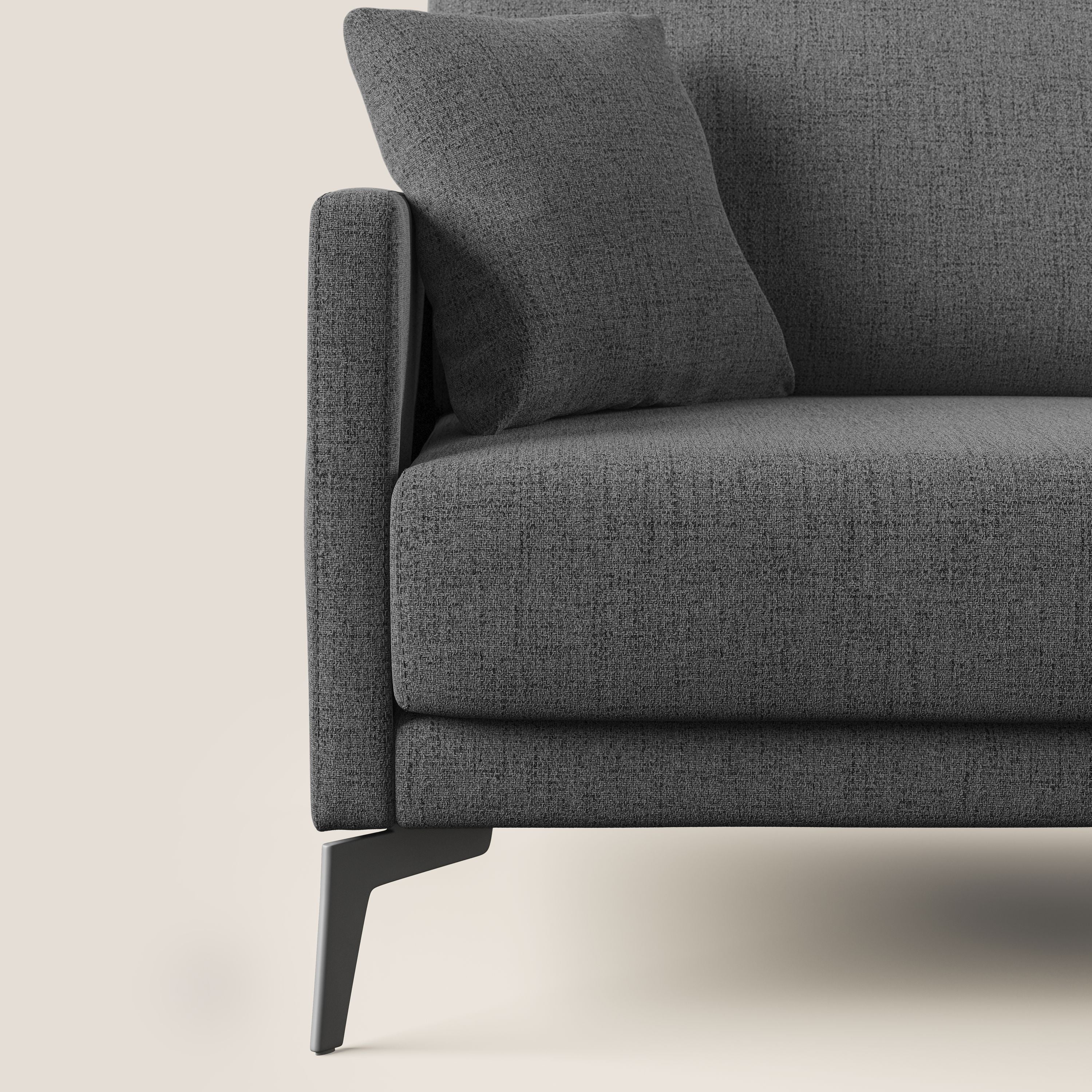 Saturno divano angolare moderno in tessuto morbido impermeabile T03 grigio - divani.store