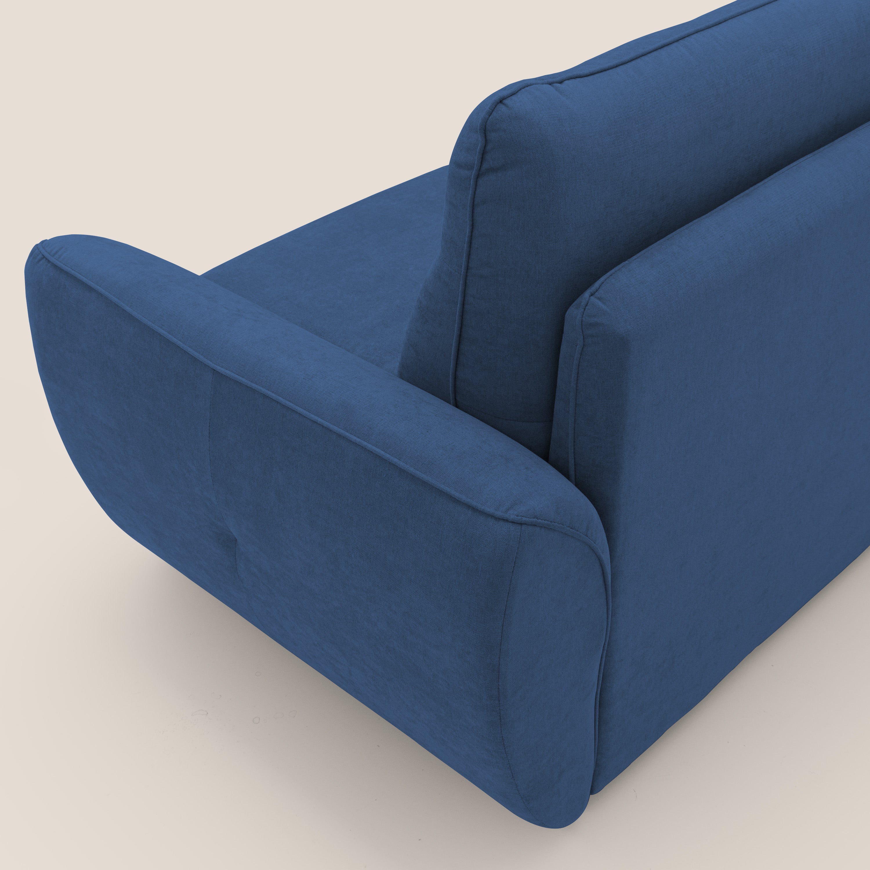 Zeus Divano letto scandinavo con schienale alto in tessuto impermeabile T02 blu - divani.store