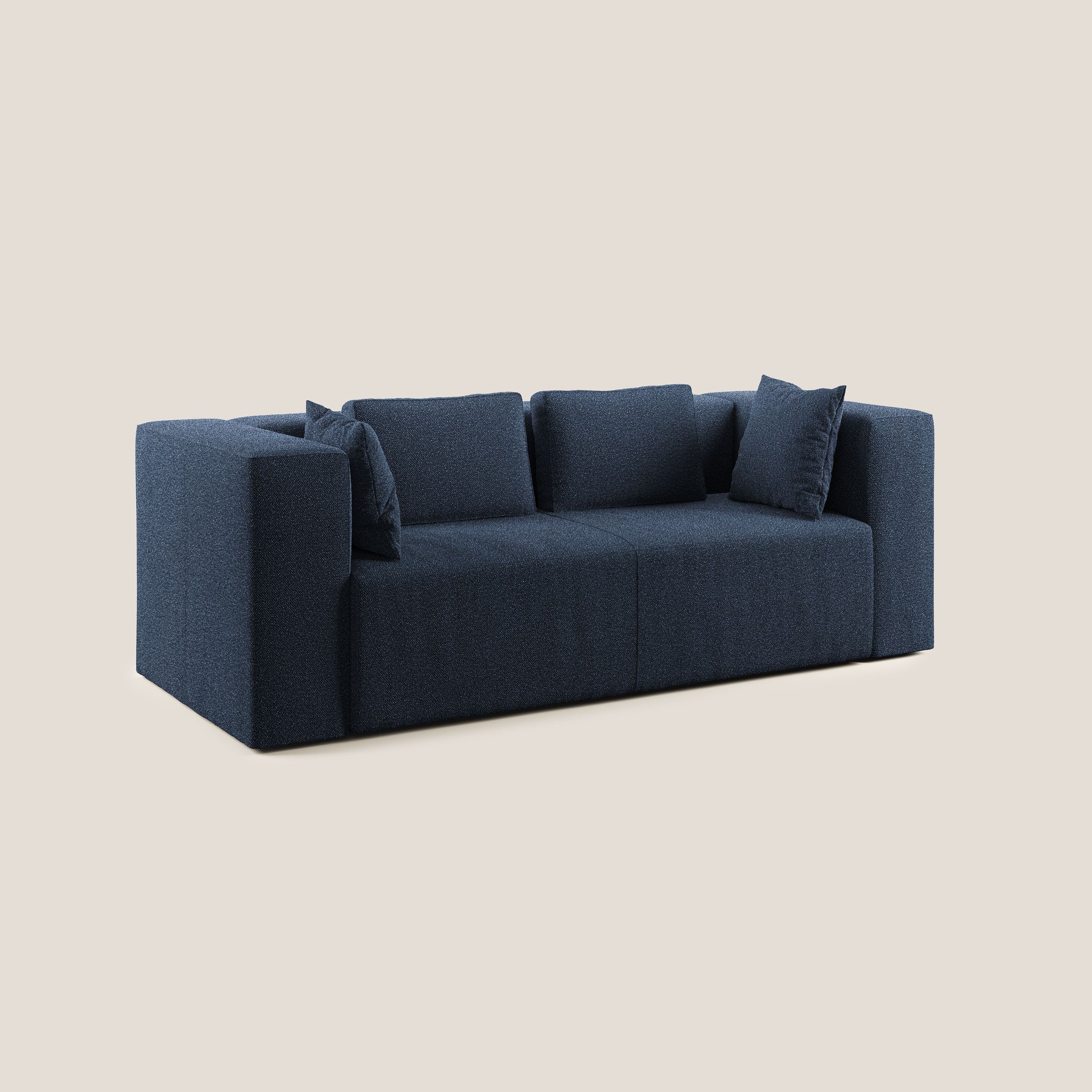 Nettuno divano moderno componibile in morbido tessuto bouclè T07 blu - divani.store