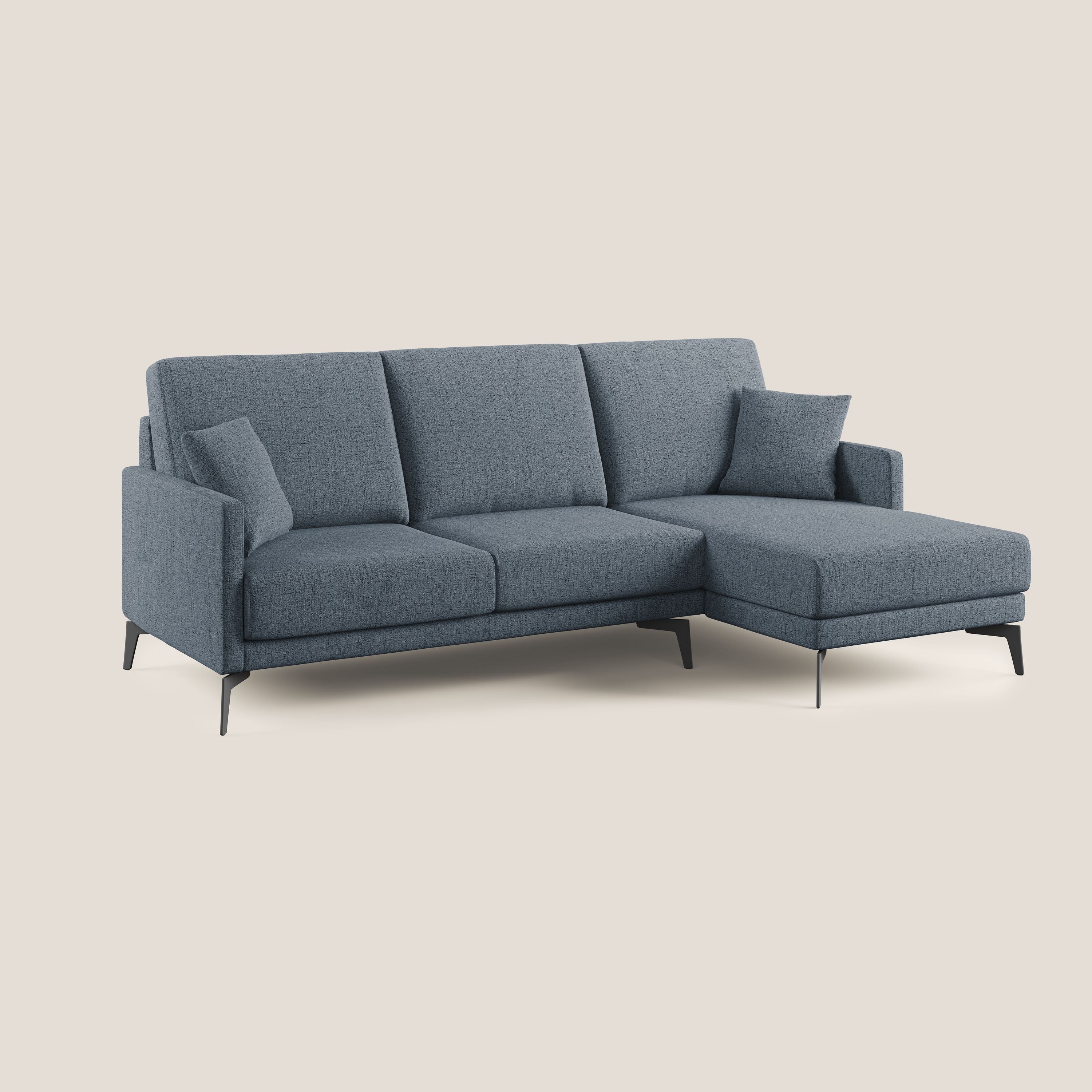 Saturno divano angolare moderno in tessuto morbido impermeabile T03 blu - divani.store