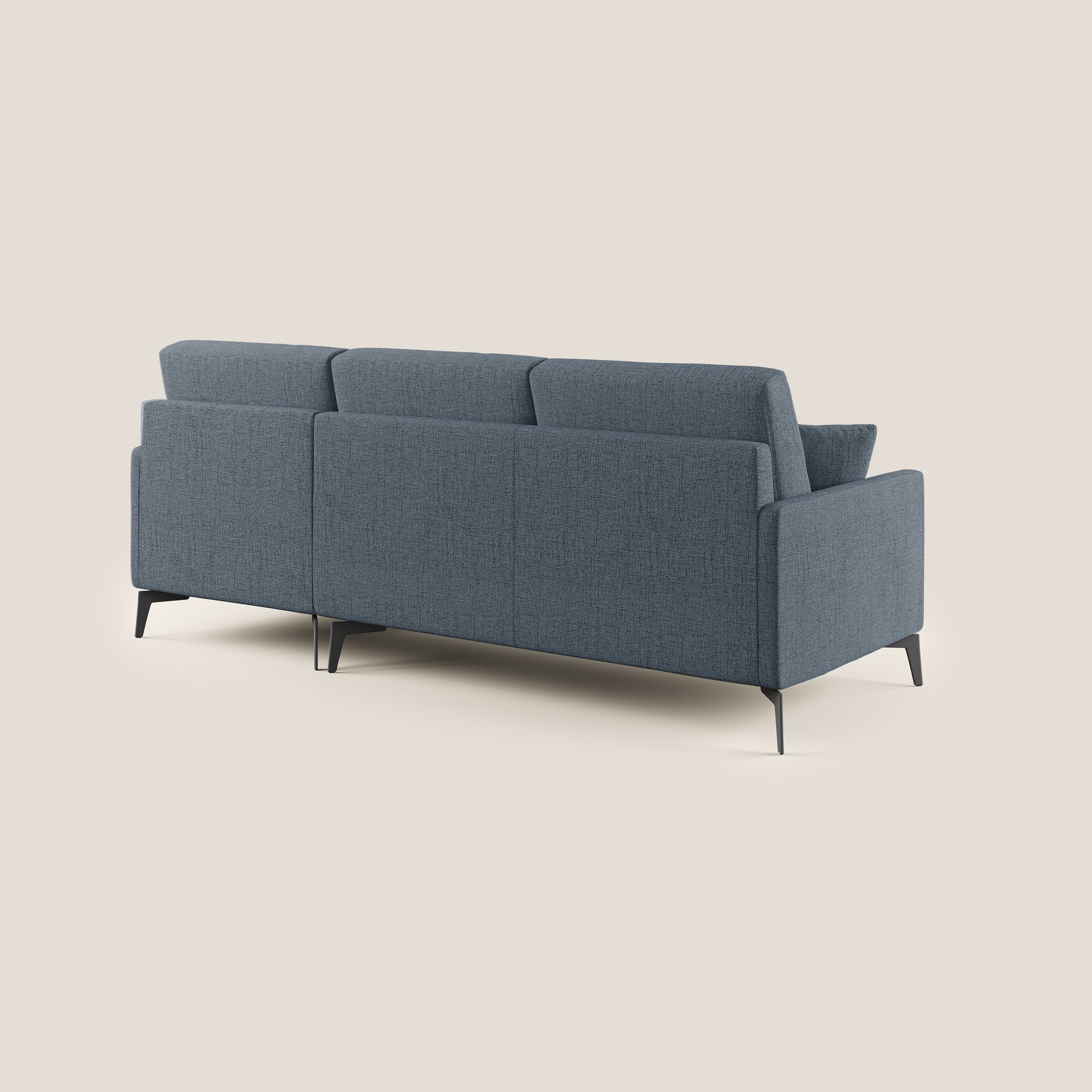 Saturno divano angolare moderno in tessuto morbido impermeabile T03 blu - divani.store