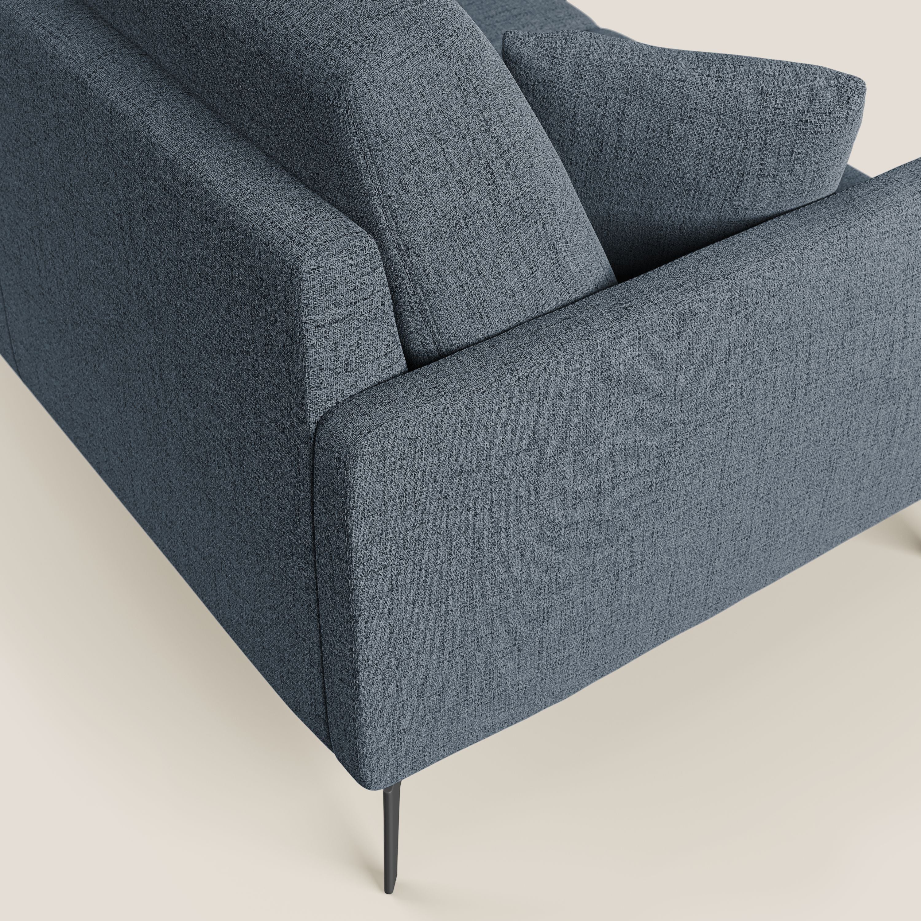 Saturno divano angolare moderno in tessuto morbido impermeabile T03 blu - divani.store