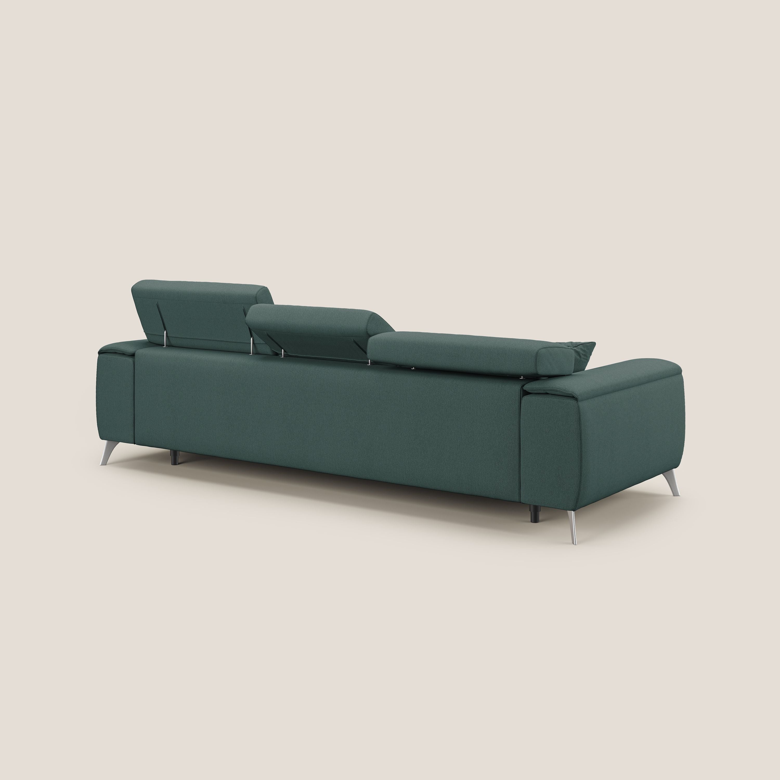 Fusion Divano angolare con sedute scorrevoli in tessuto morbido smacchiabile T05 verde - divani.store