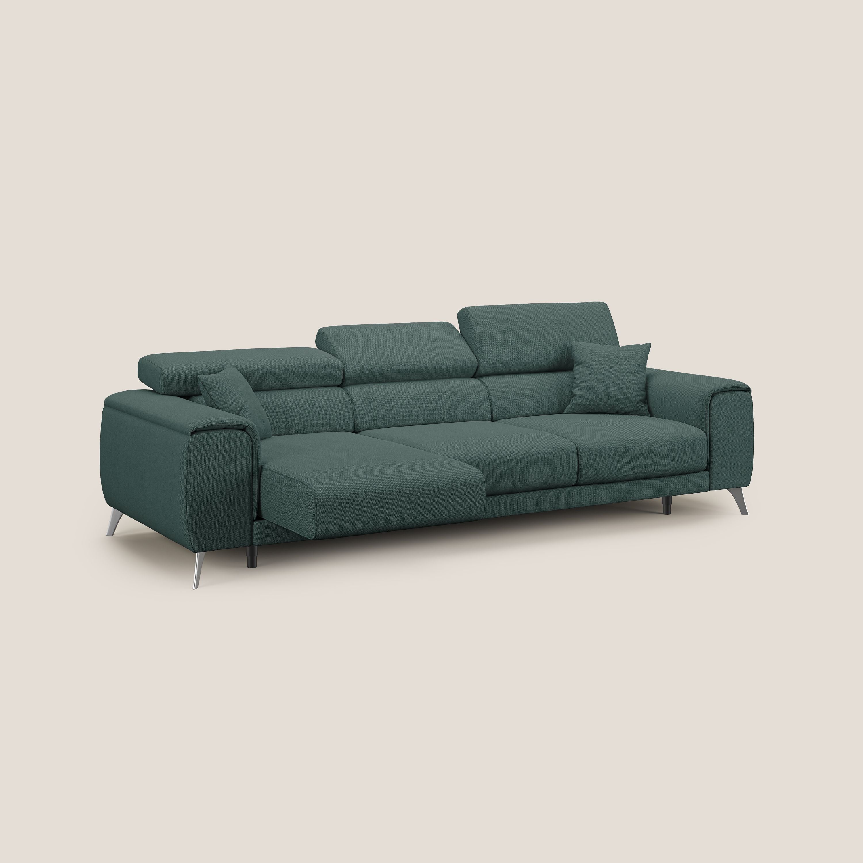 Fusion divano con 3 sedute allungabili in tessuto smacchiabile T05 verde - divani.store