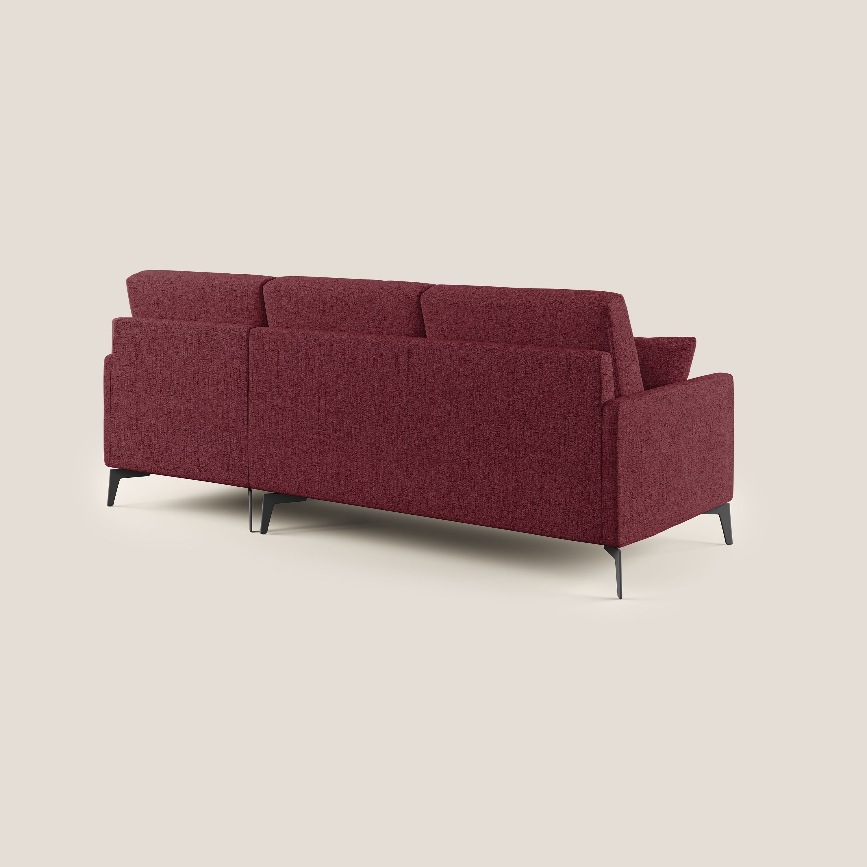 Saturno divano angolare moderno in tessuto morbido impermeabile T03 rosso - divani.store