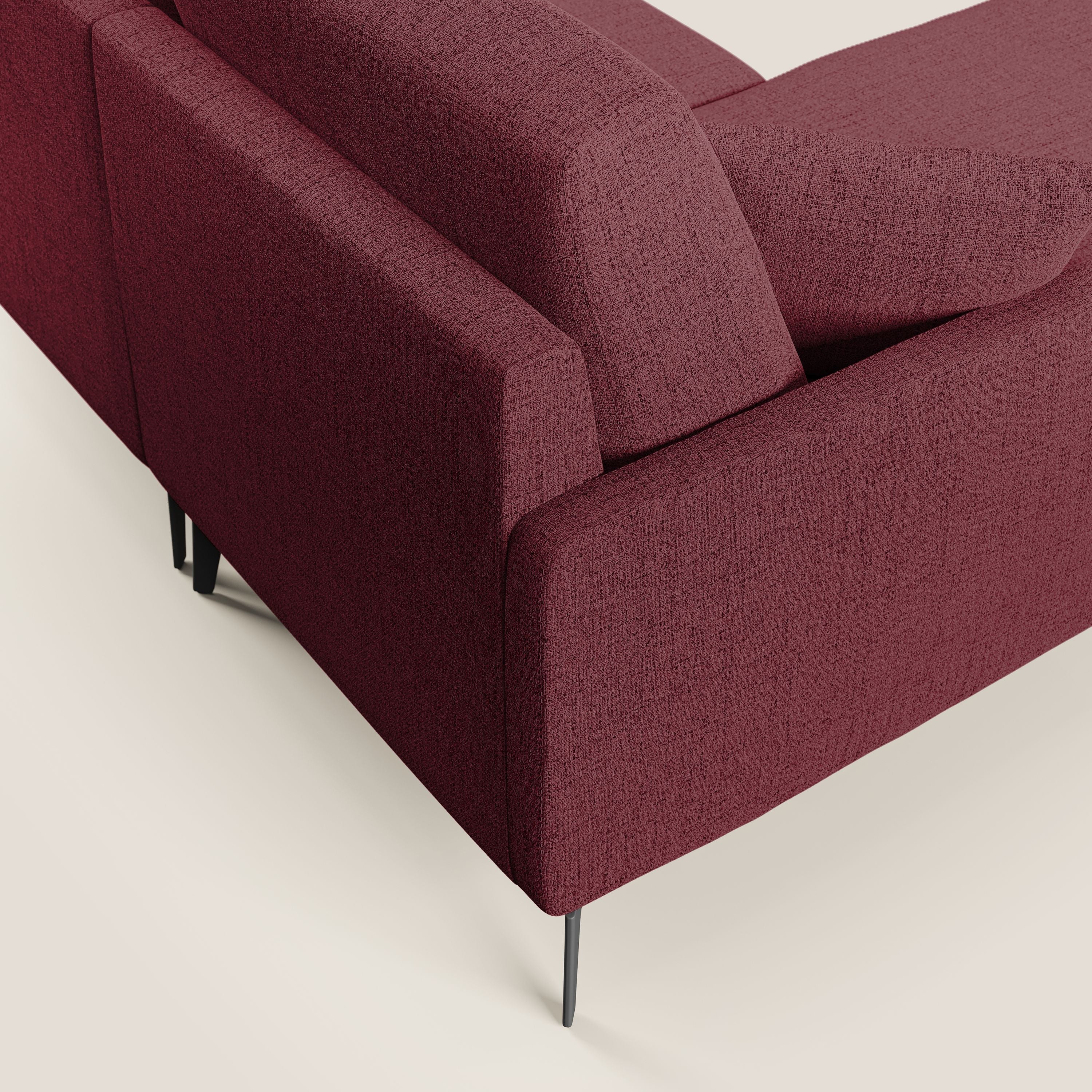 Saturno divano panoramico moderno in tessuto morbido impermeabile T03 rosso - divani.store