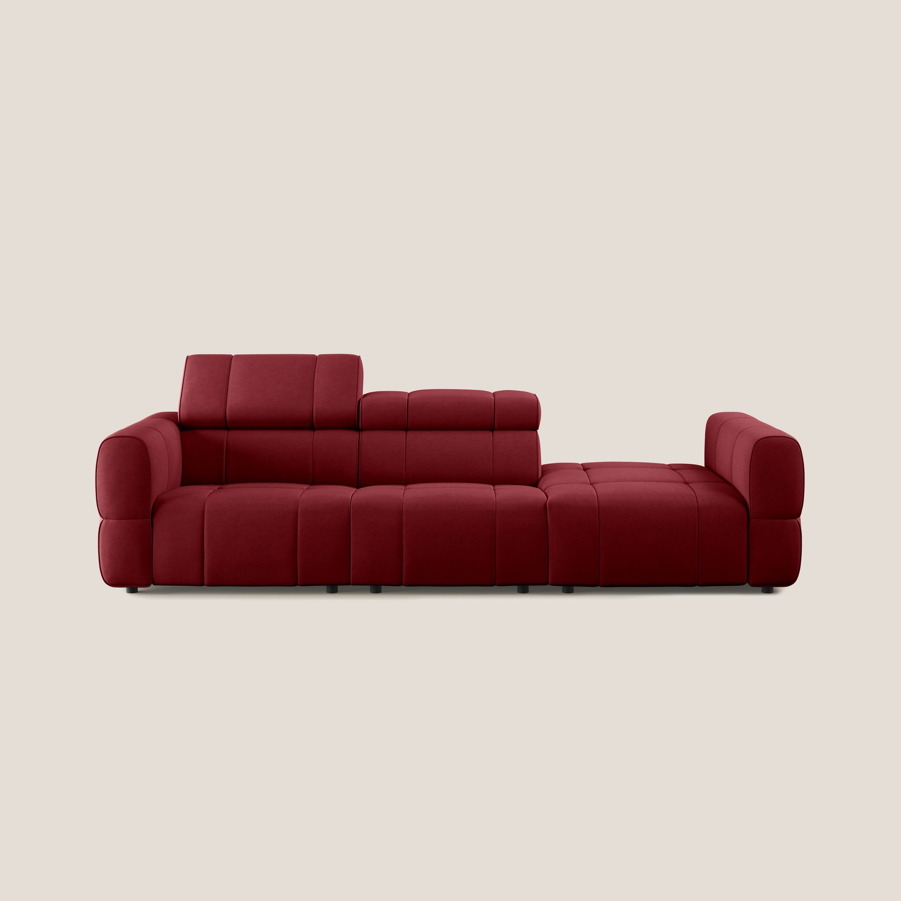 Giotto Divano con terminale e opzione relax elettrico in microfibra effetto velluto impermeabile T09 - divani.store