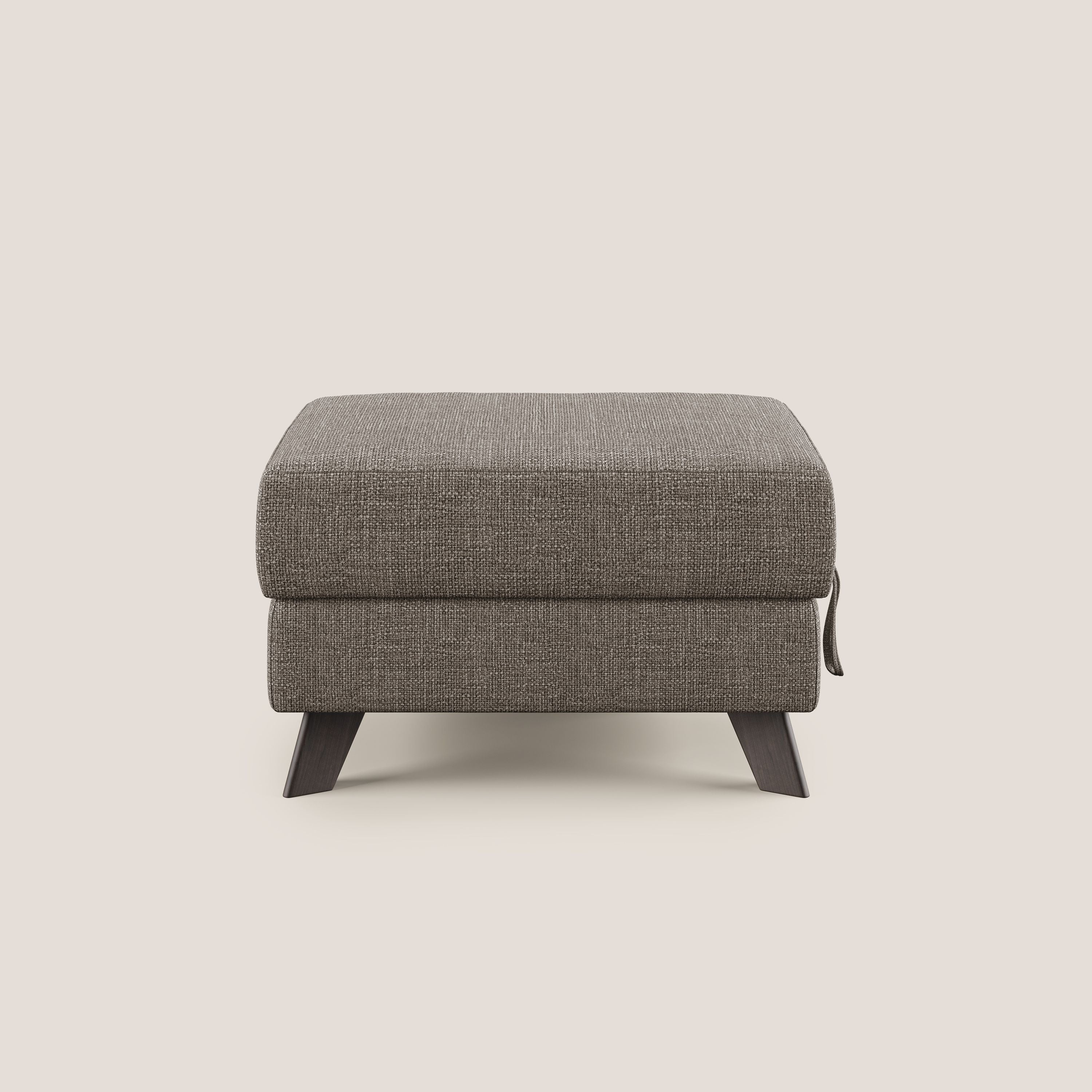 Moon Pouf contenitore e piedini alti in tessuto morbido ad intreccio soft-touch impermeabile T06 marrone - divani.store