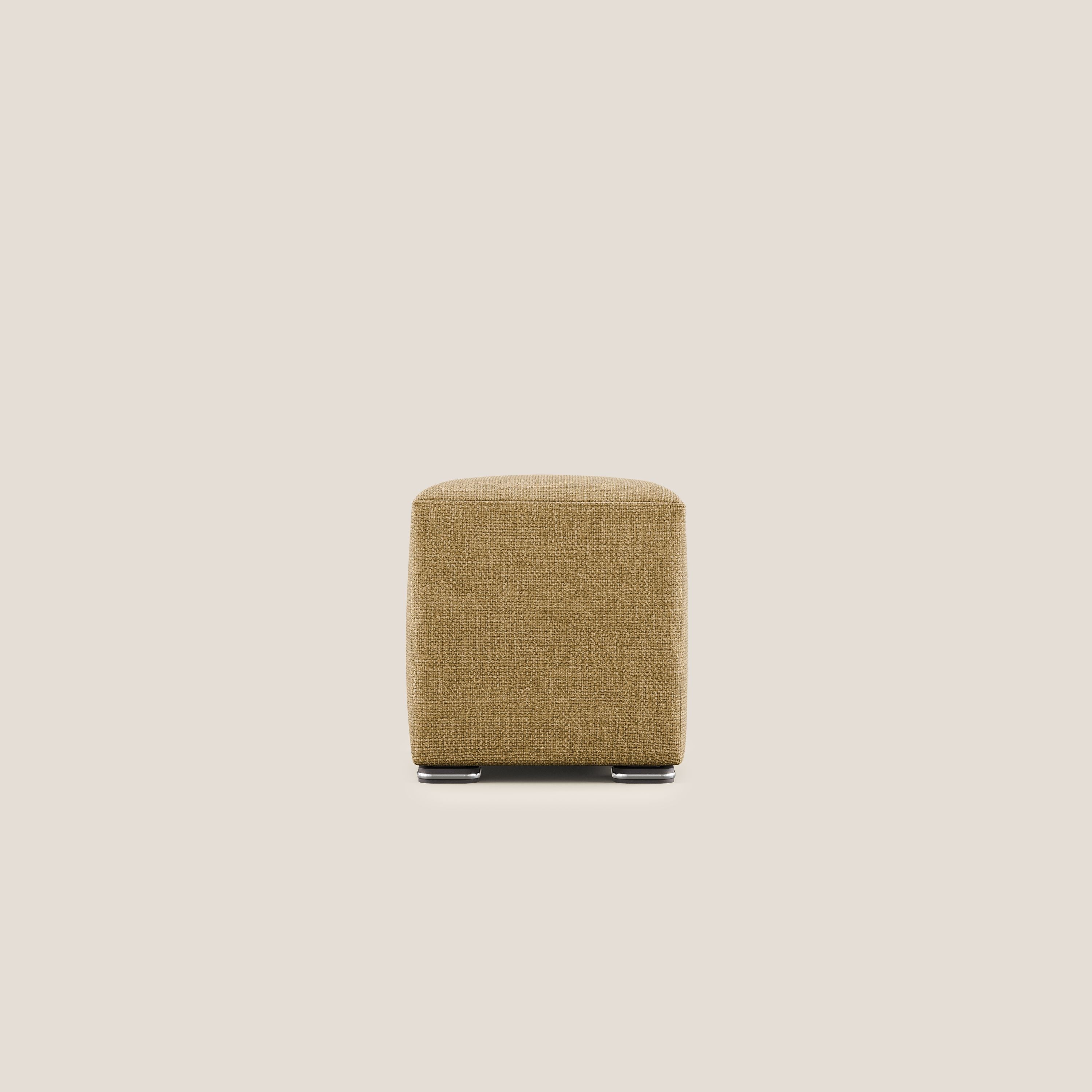 Cube pouf in morbido tessuto impermeabile ad intreccio melangiato T06 giallo - divani.store