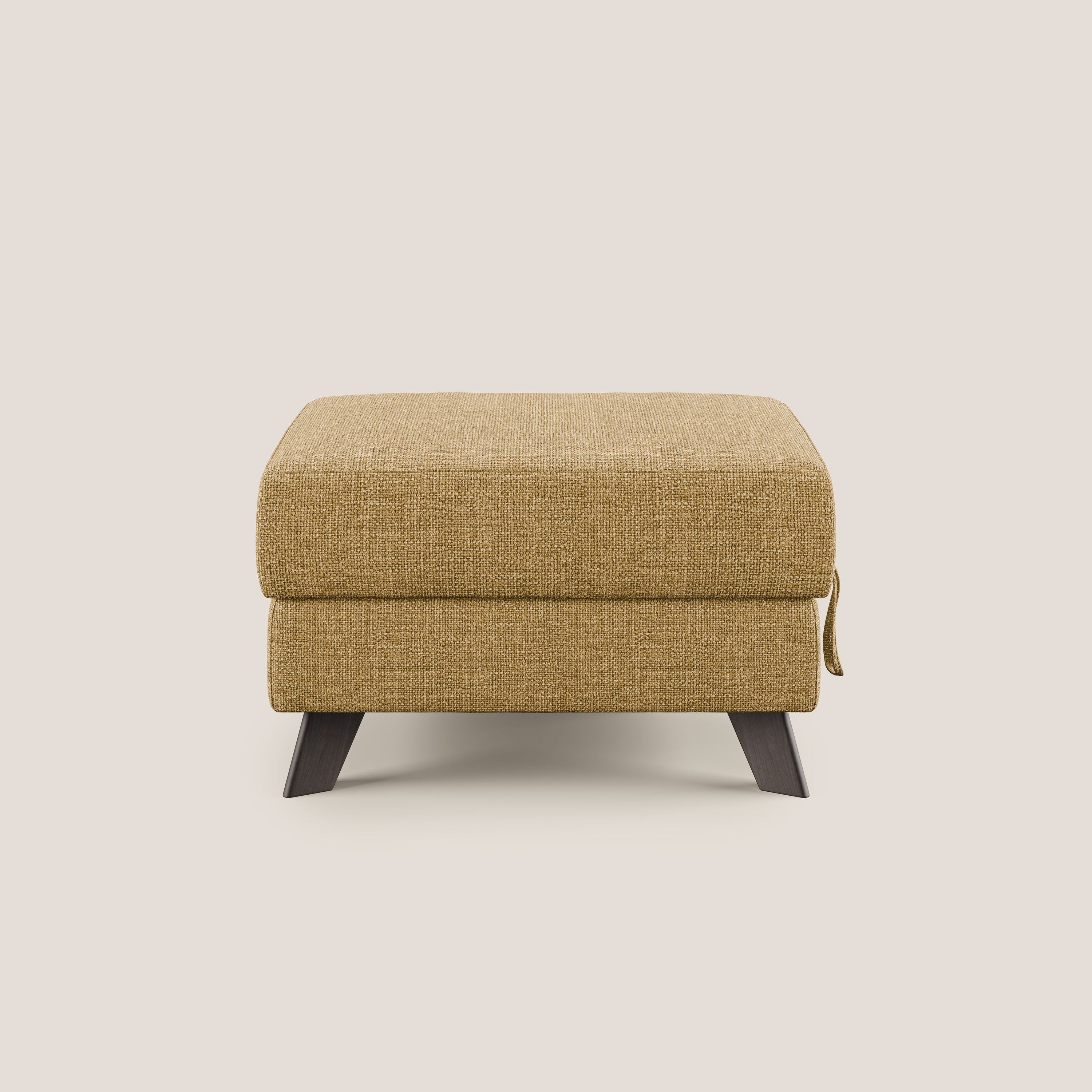 Moon Pouf contenitore e piedini alti in tessuto morbido ad intreccio soft-touch impermeabile T06 giallo - divani.store