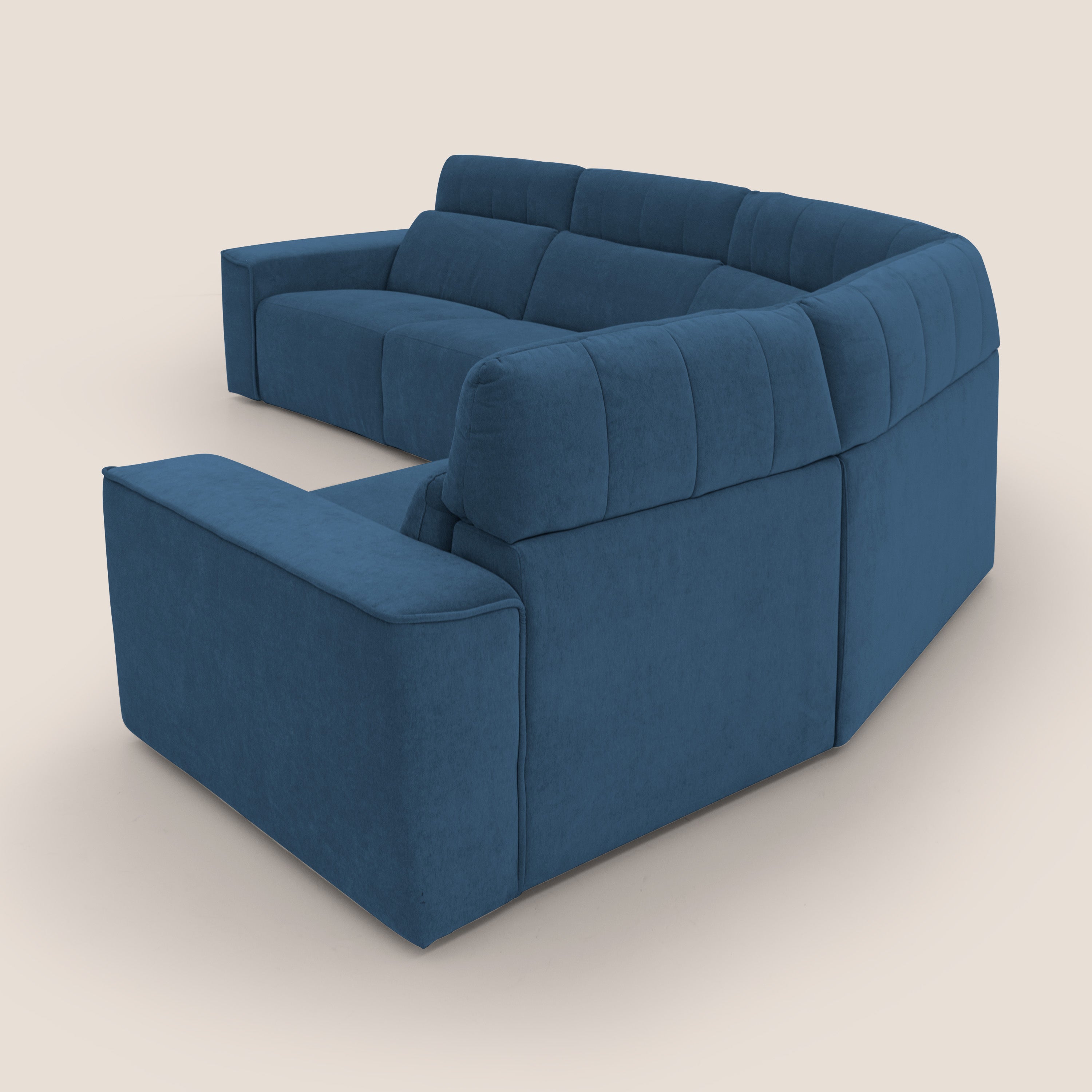 Clark Divano modulare angolare REVERSIBILE con opzione relax elettrico in tessuto smacchiabile impermeabile T17 blu - divani.store