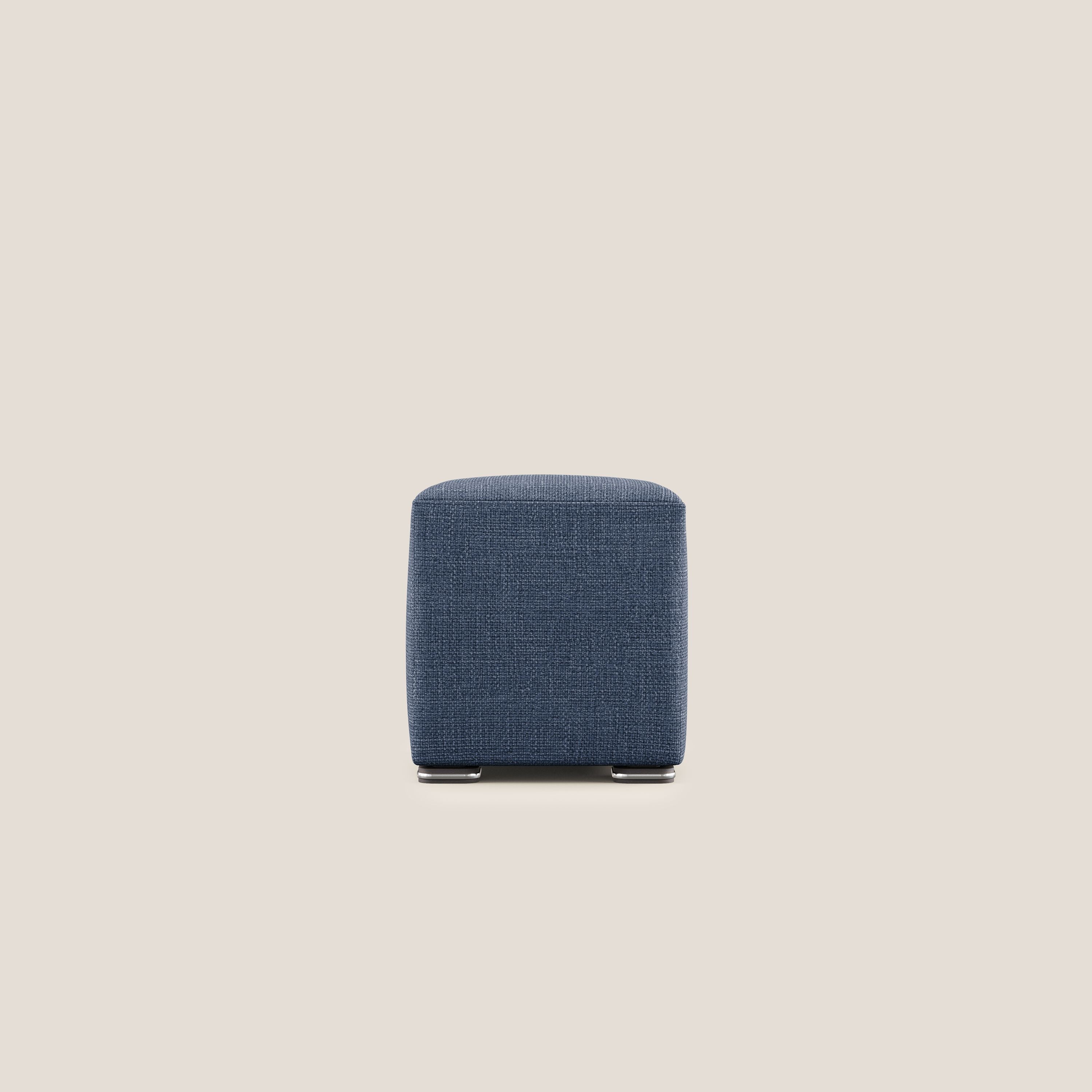 Cube pouf in morbido tessuto impermeabile ad intreccio melangiato T06 blu - divani.store