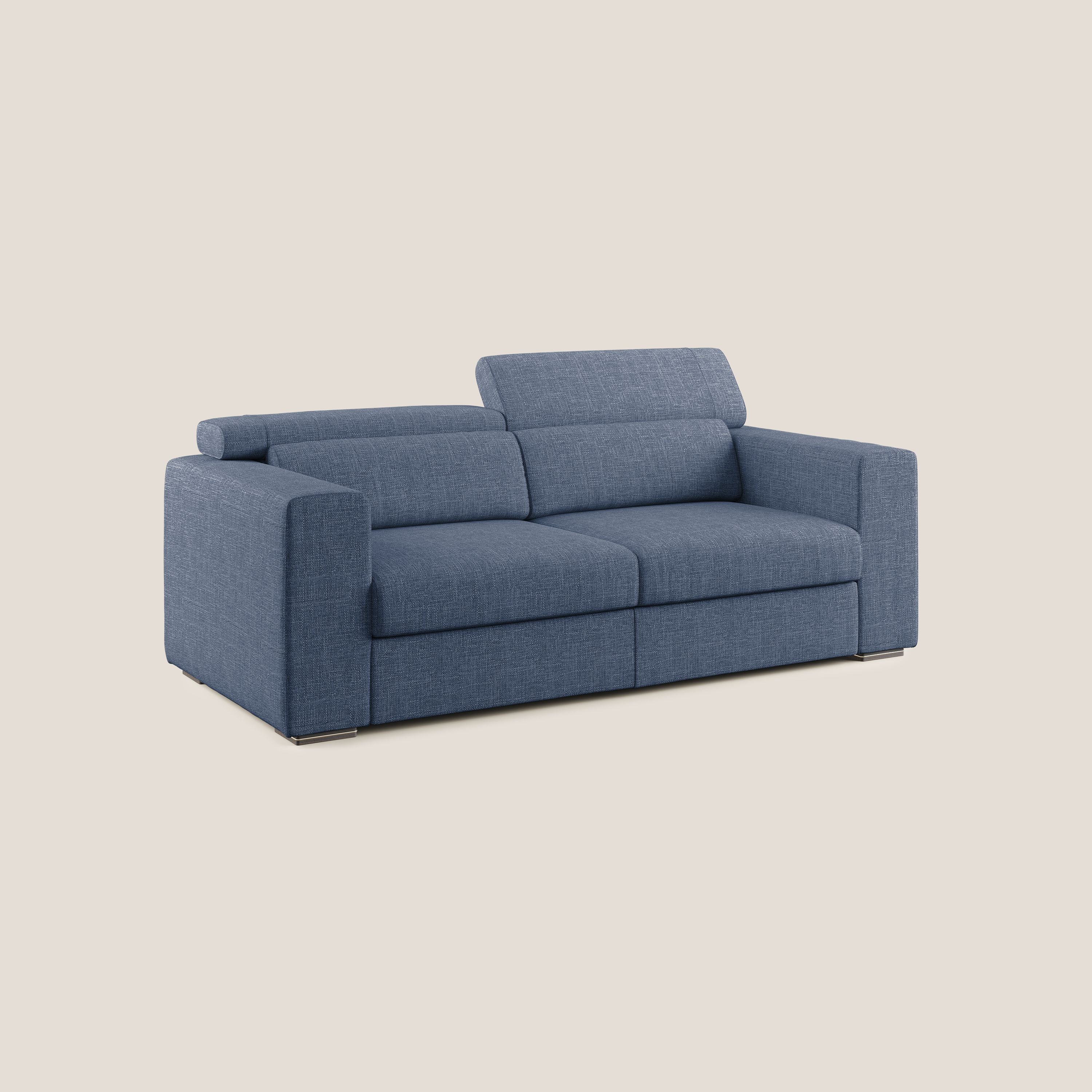 Vegas divano con poggiatesta reclinabili in morbido tessuto impermeabile T06 blu - divani.store