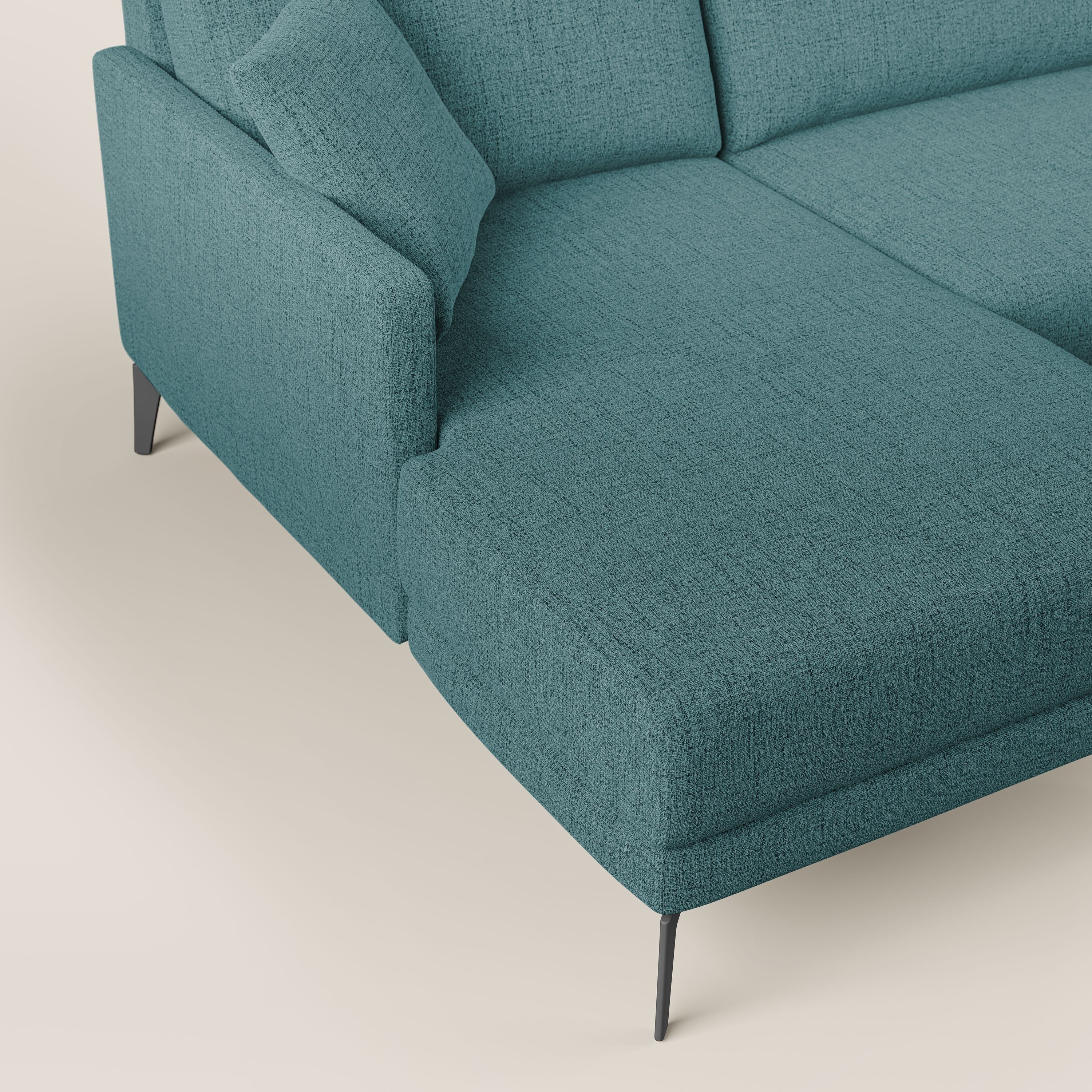 Saturno divano panoramico moderno in tessuto morbido impermeabile T03 azzurro - divani.store