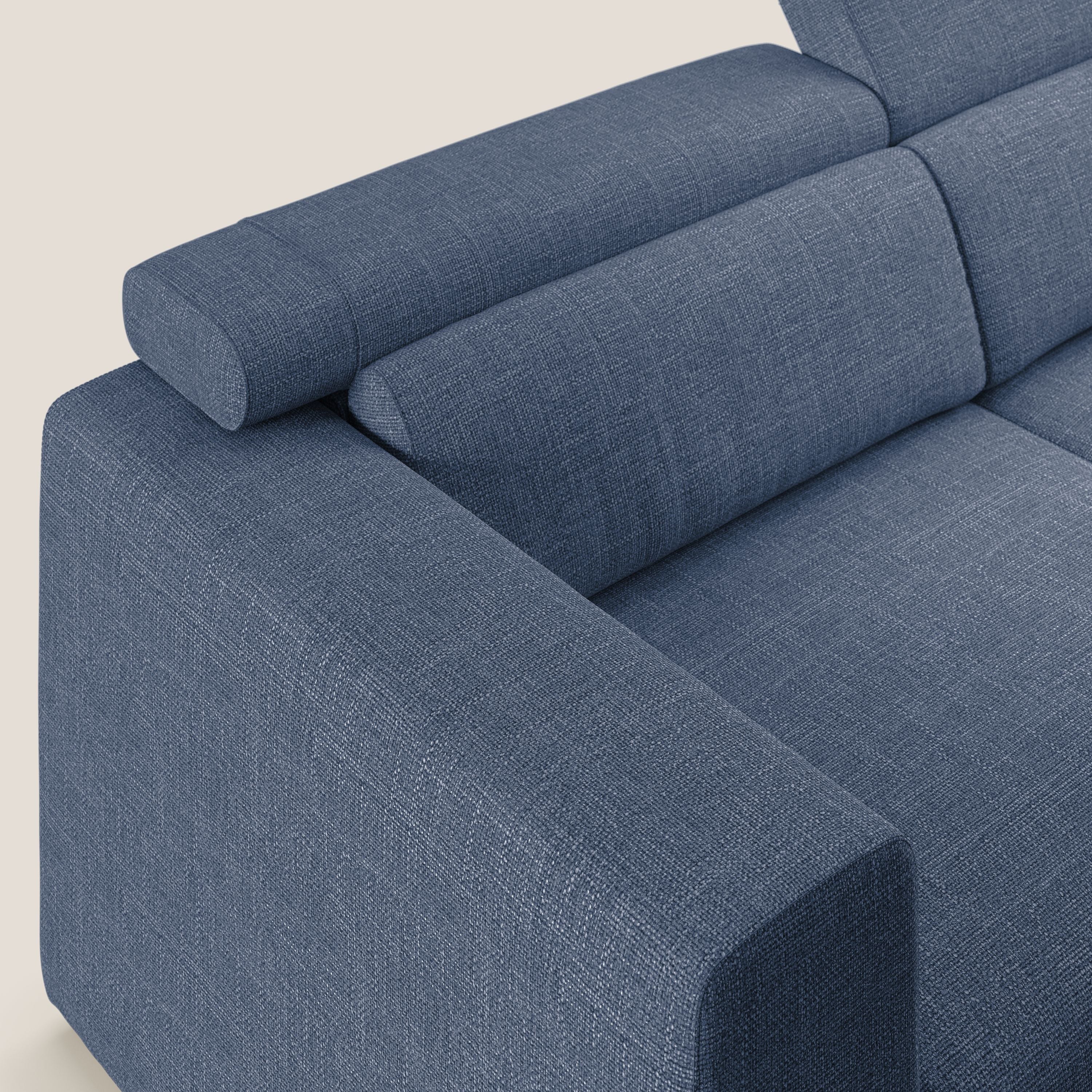 Vegas divano con poggiatesta reclinabili in morbido tessuto impermeabile T06 blu - divani.store