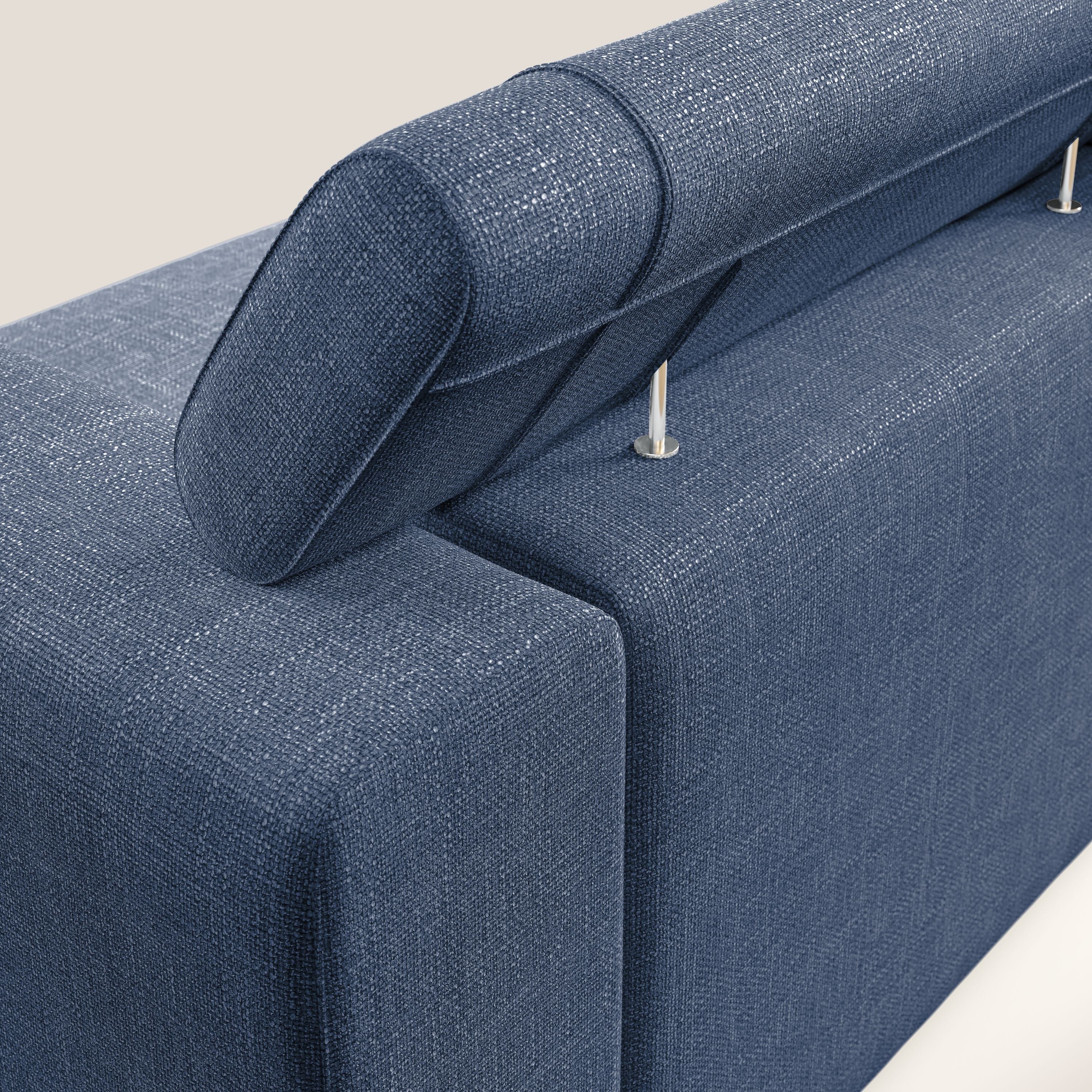 Vegas divano con poggiatesta reclinabili in morbido tessuto impermeabile T06 blu - divani.store