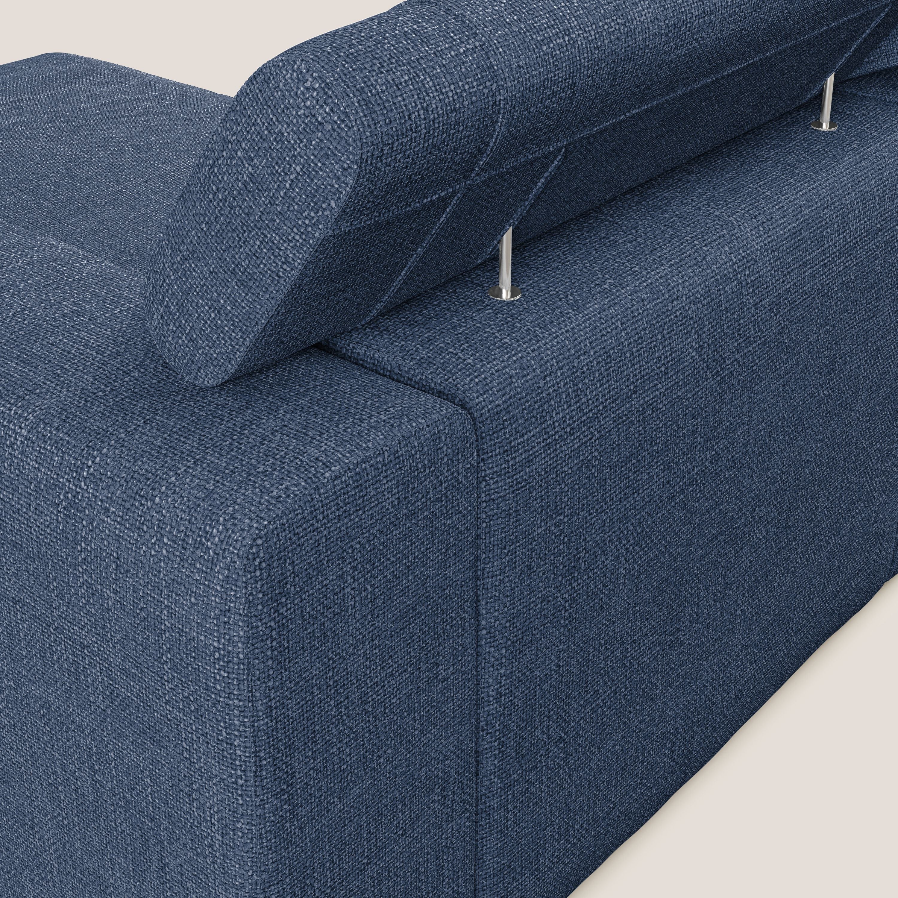 Vegas divano angolare con poggiatesta reclinabili in morbido tessuto impermeabile T06 blu - divani.store