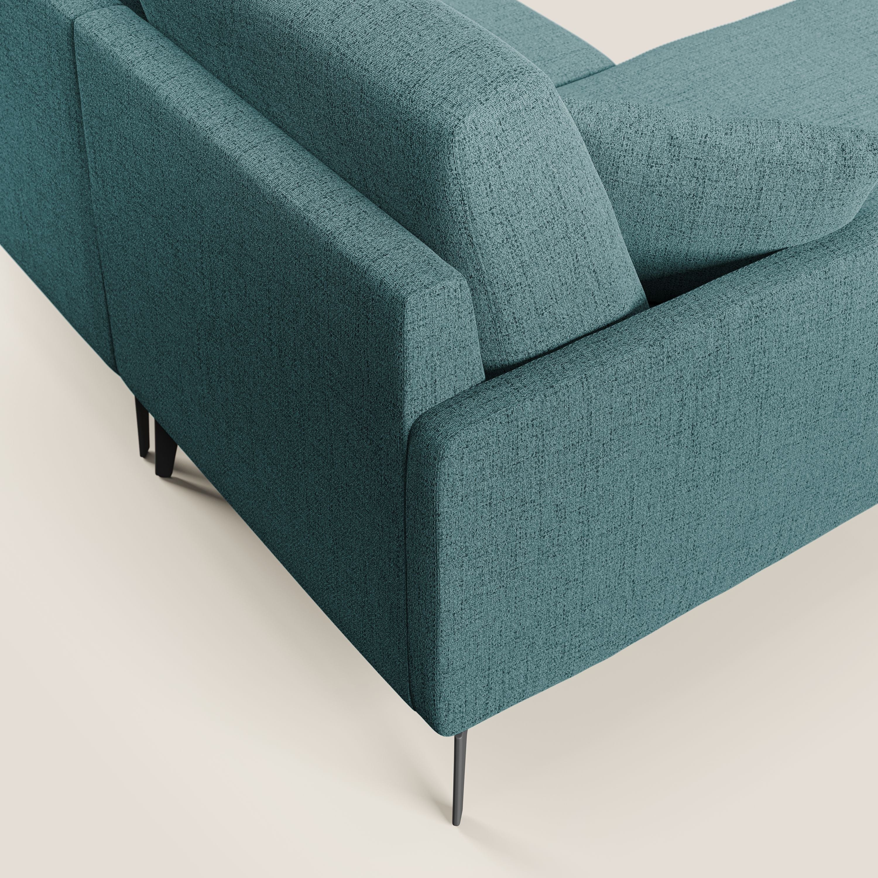 Saturno divano panoramico moderno in tessuto morbido impermeabile T03 azzurro - divani.store