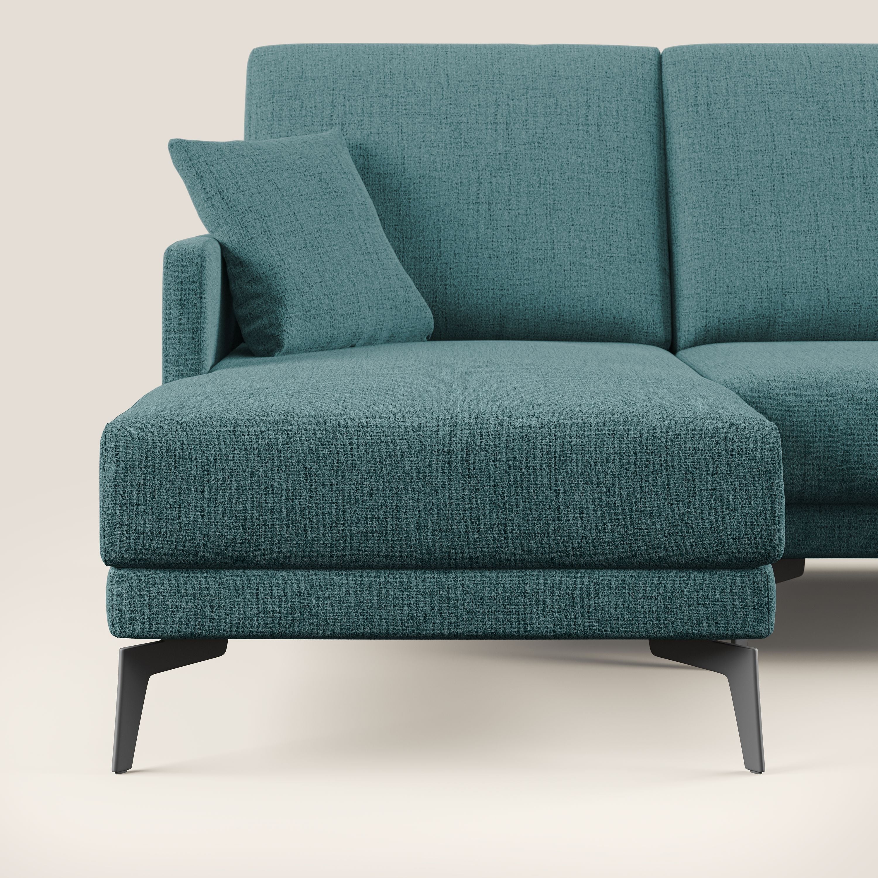 Saturno divano panoramico moderno in tessuto morbido impermeabile T03 azzurro - divani.store