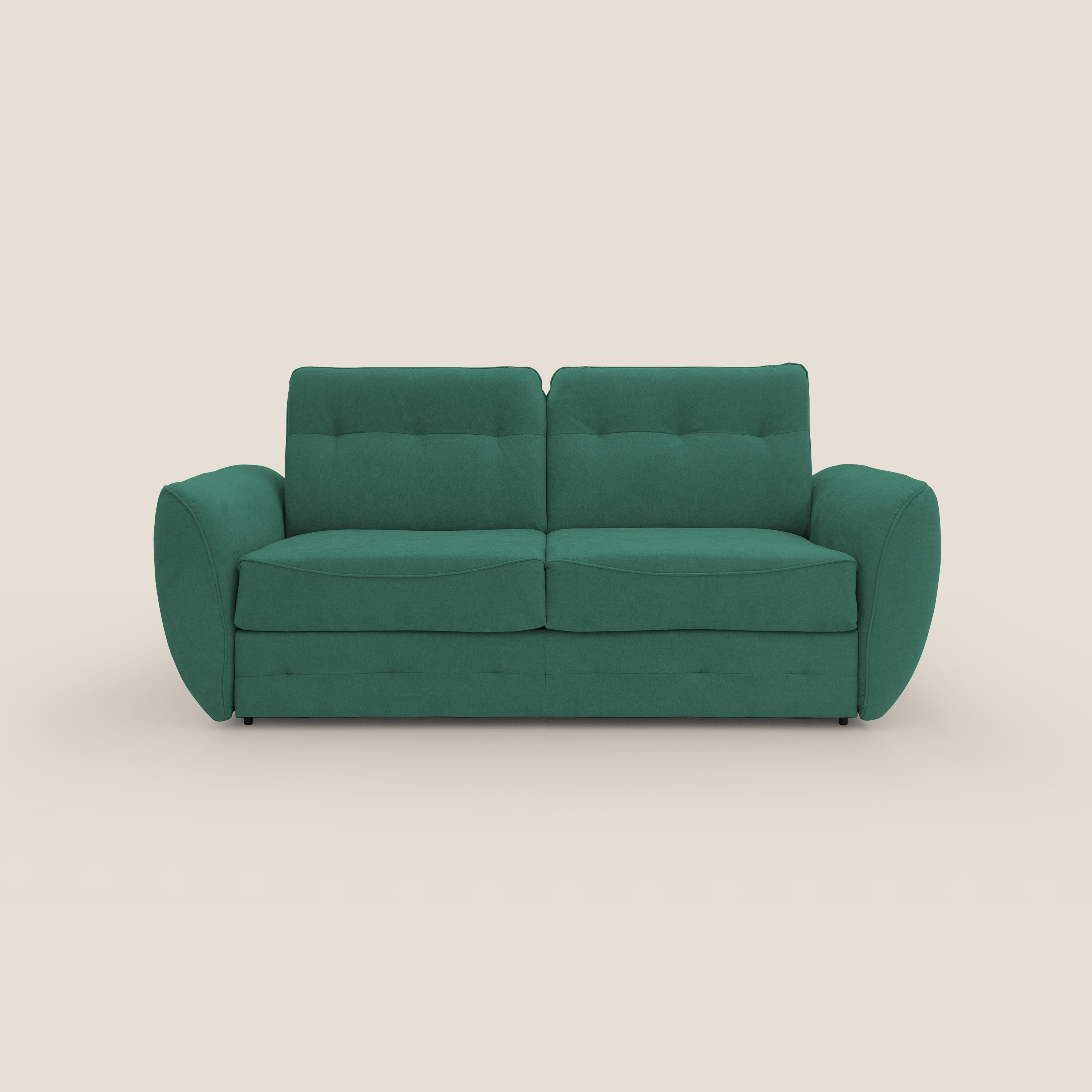 Zeus Divano letto scandinavo con schienale alto in tessuto impermeabile T02 verde - divani.store