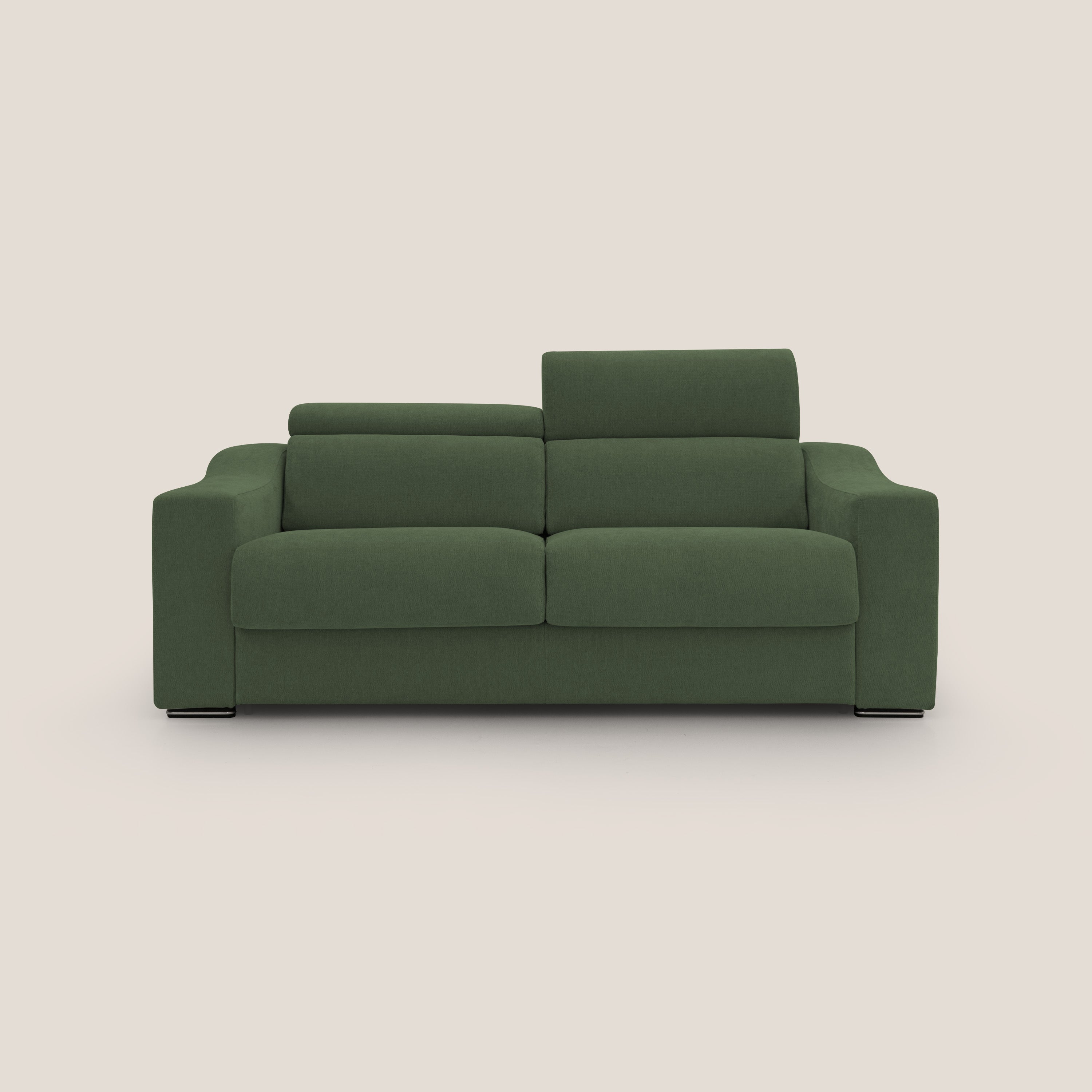 Bomber divano letto matrimoniale con poggiatesta in tessuto impermeabile T14 verde - divani.store
