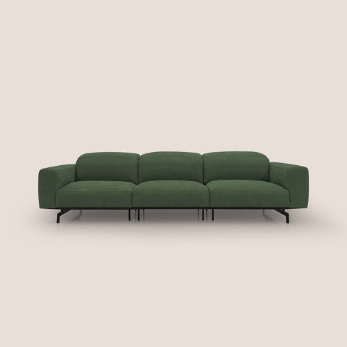 Sakura divano in piuma d'oca modulare a 3 sedute in morbido tessuto fiammato impermeabile T14 verde - divani.store